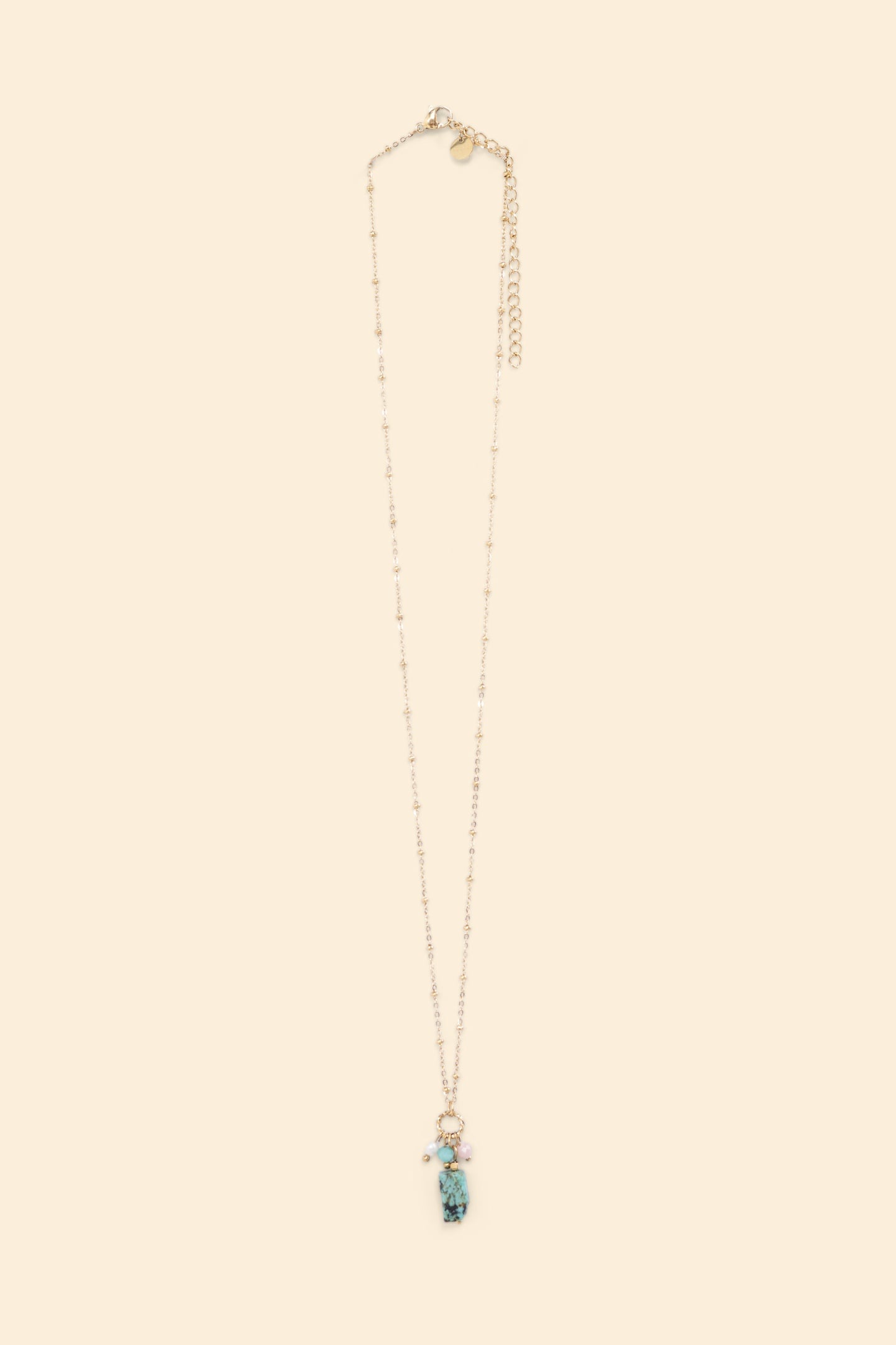 GOLD-TONE METAL NECKLACE WITH BEAD PENDANT GOLD 1