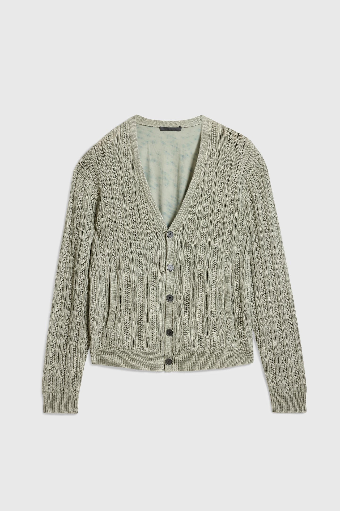 KLIMENT LINEN CARDI W WOVEN BACK PANEL SAGE BRUSH 3