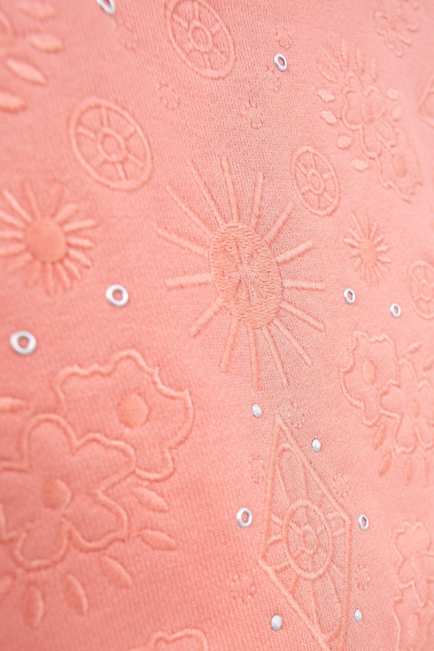PINK SWEATSHIRT WITH EMBROIDERY AND EYELETS 5