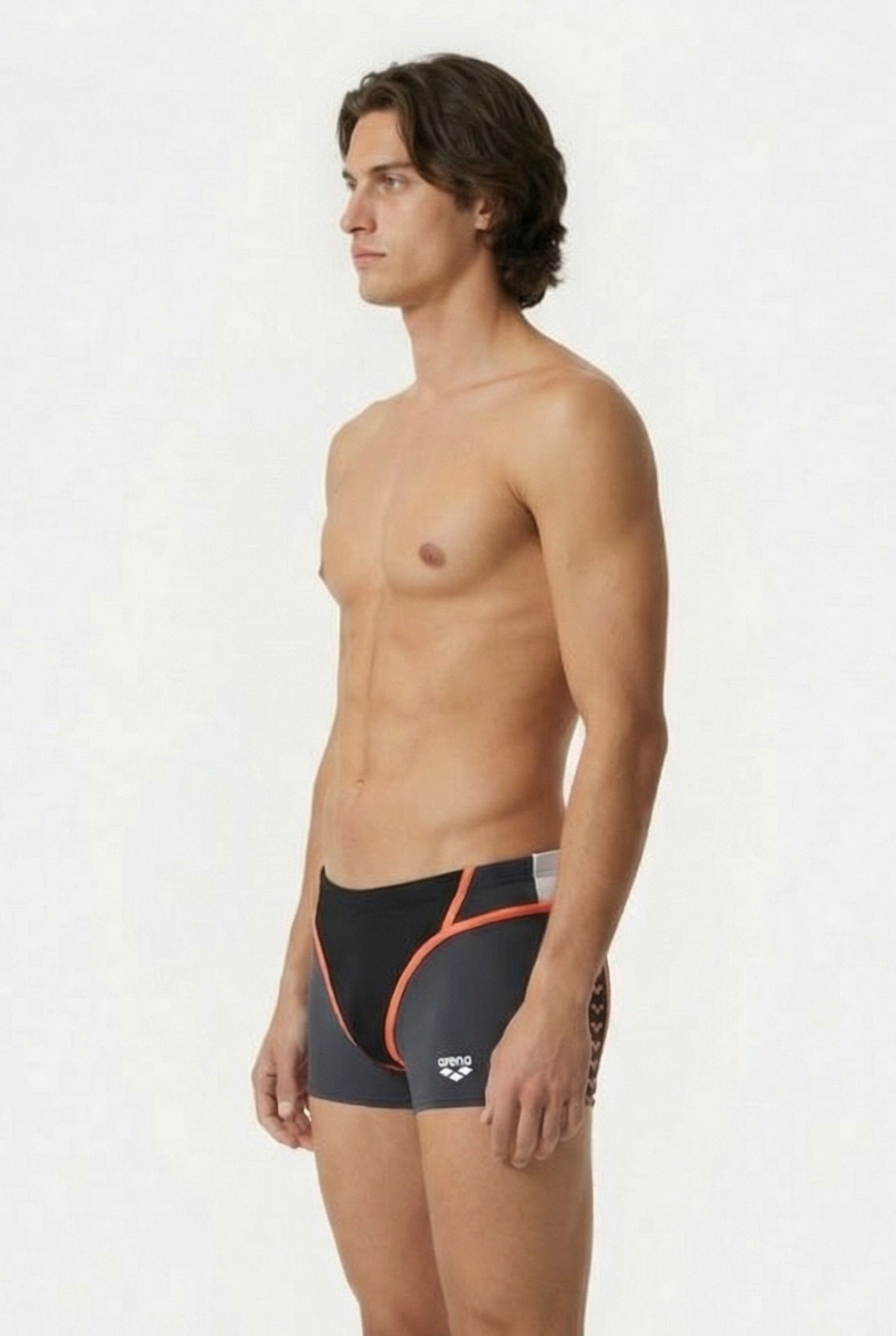 MEN'S ARENA ICONS SWIM SHORT PANEL ASPHALT BLACK WHITE BRIGH 3