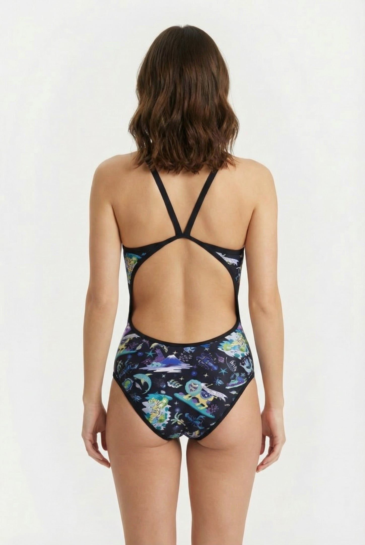 WOMEN'S ARENA FUN PLANET SWIMSUIT SUPER BLACK MULTI BLACK 2