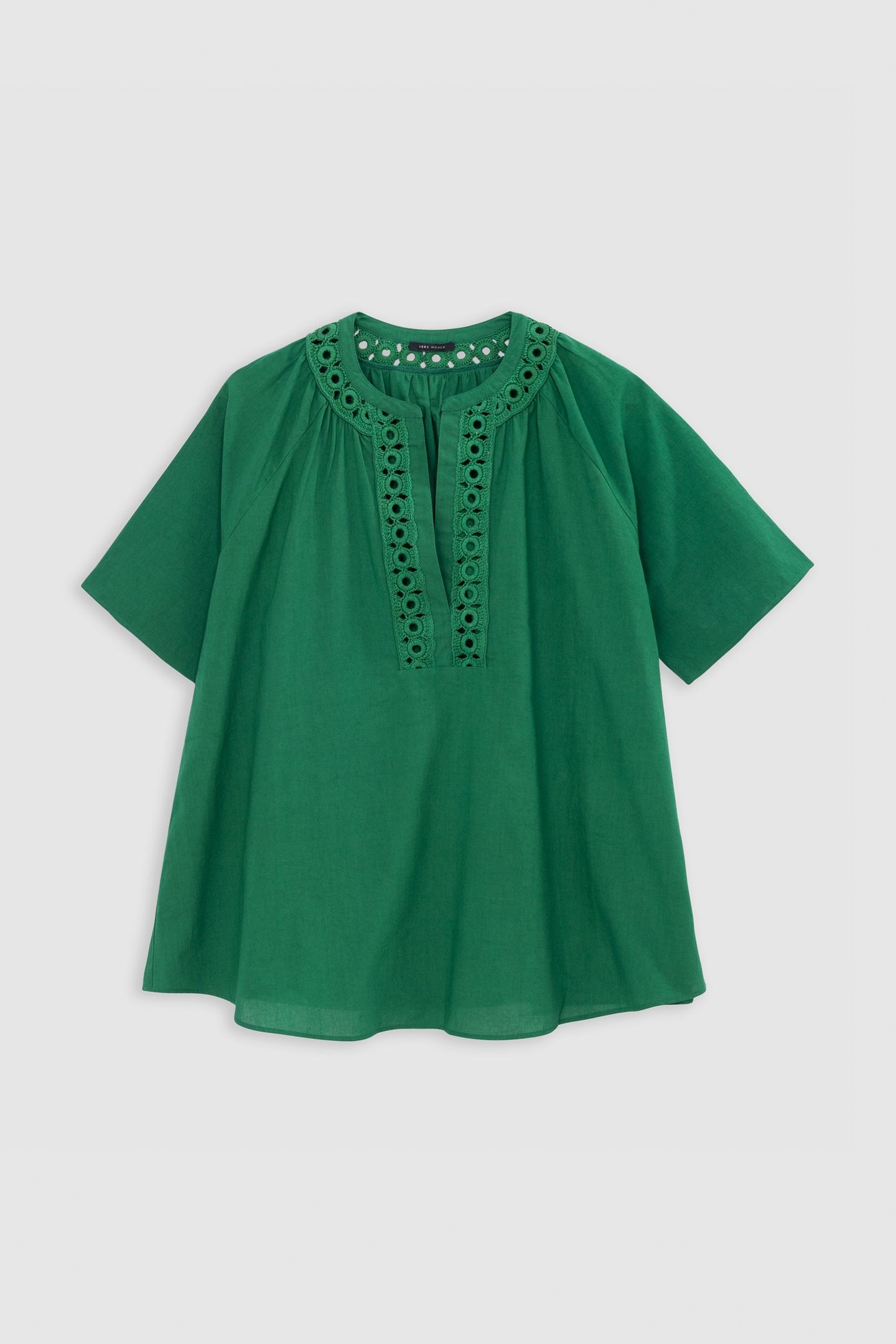 LOOSE-FITTING GREEN ORGANIC COTTON BLOUSE WITH EMBROIDERED N 3