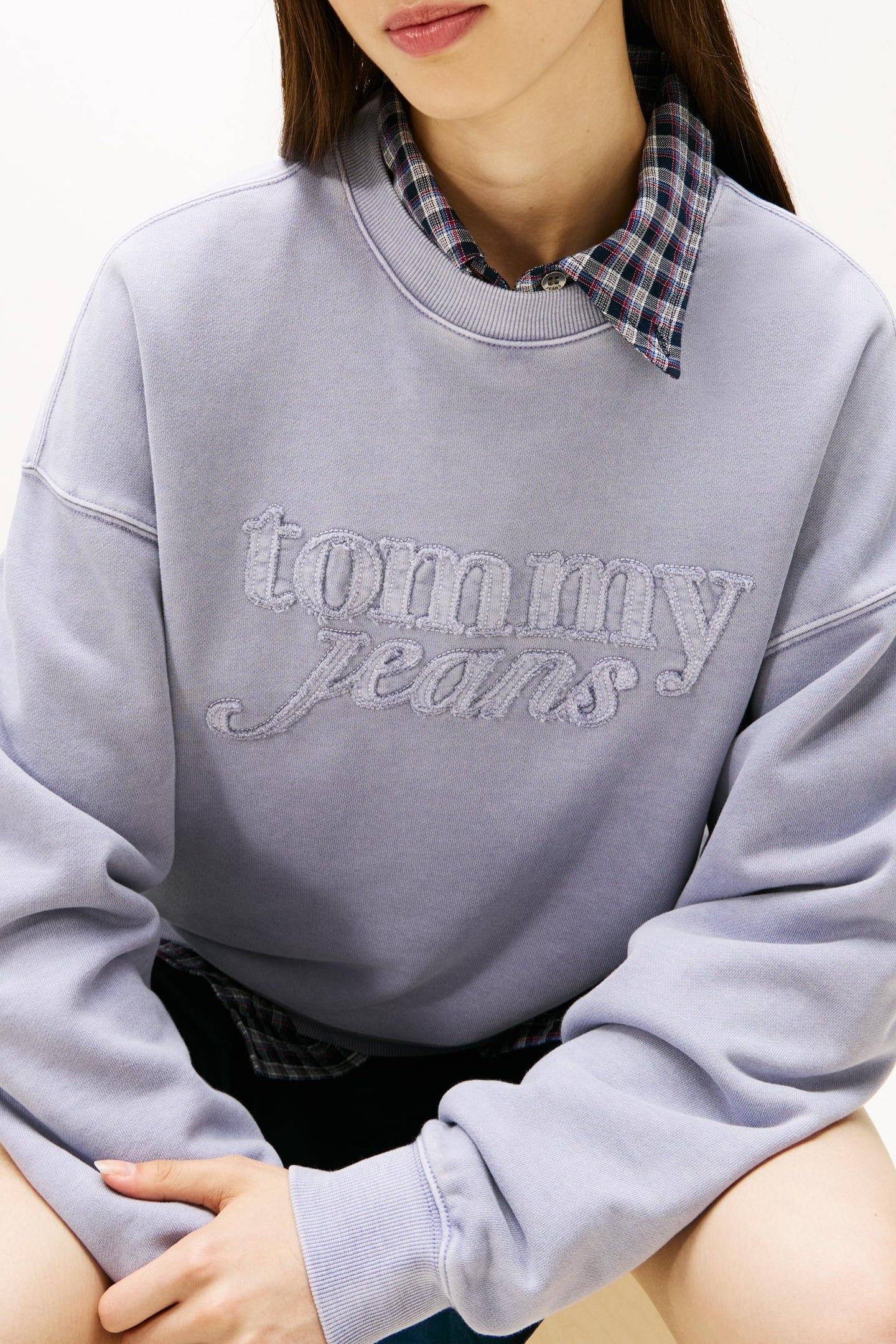 LOGO APPLIQUÉ WASHED BOXY SWEATSHIRT PERIWINKLE DUSK 4