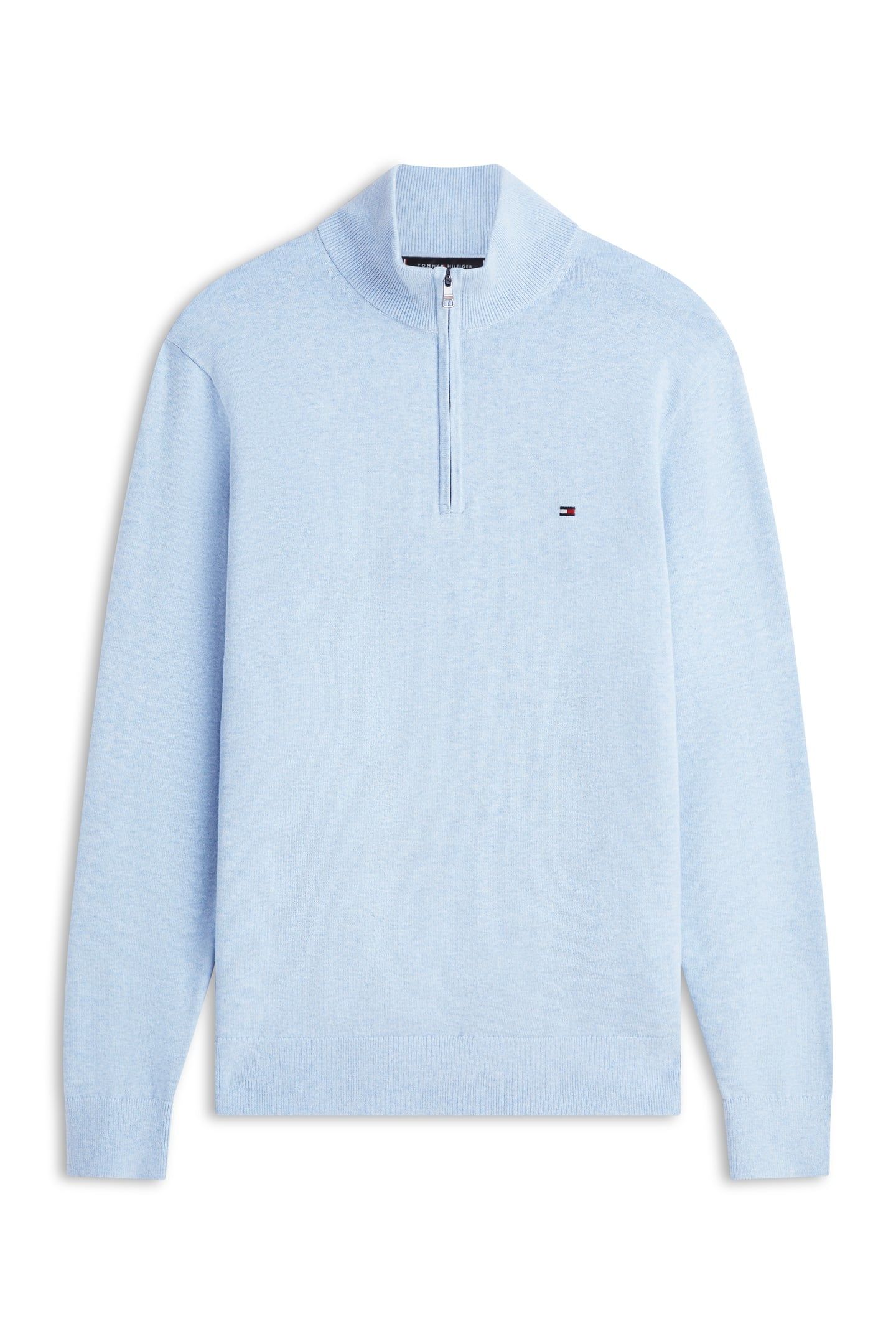 ESSENTIAL COTTON HALF ZIP VESSEL BLUE HEATHER 5