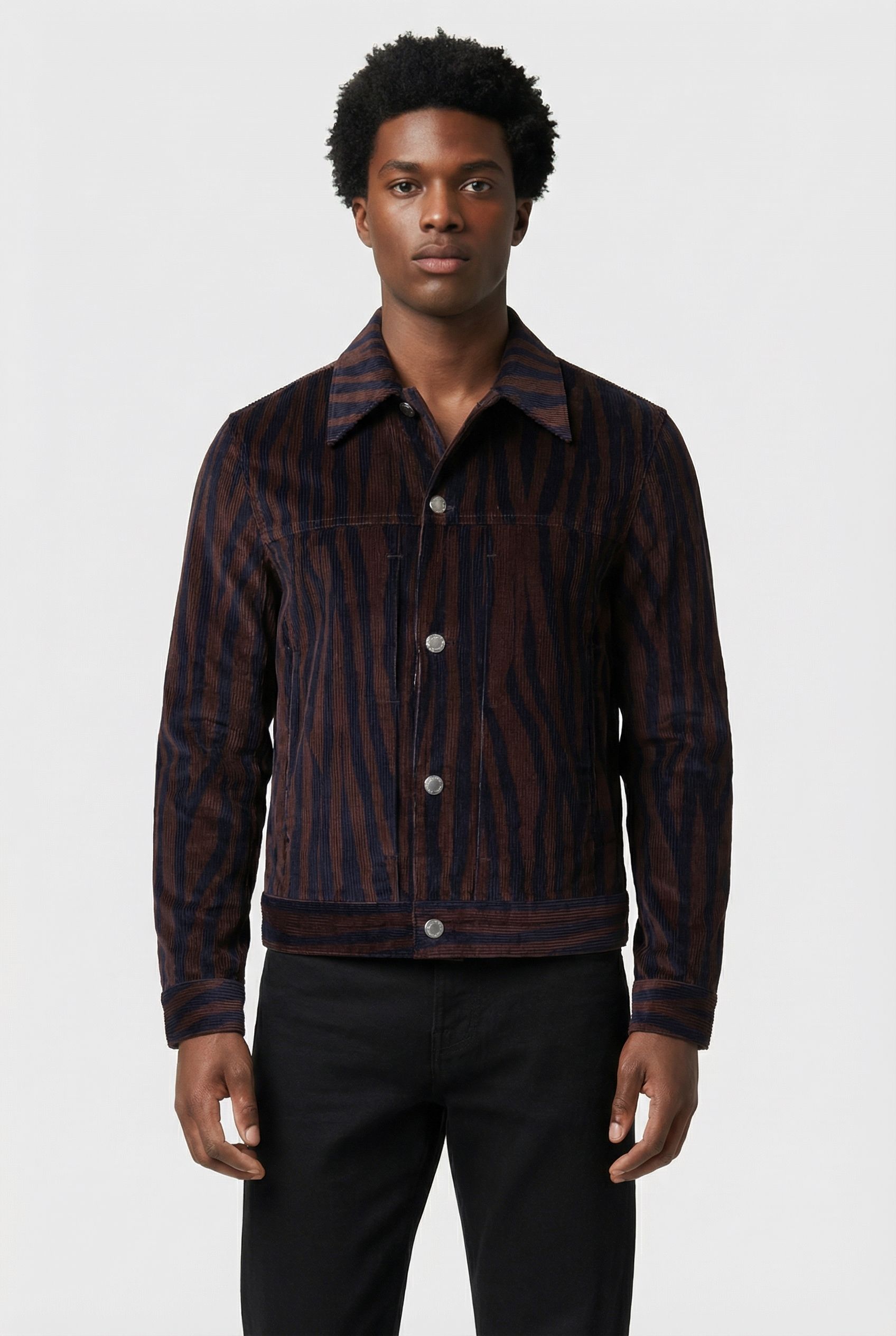 SLIM FIT DENIM STYLE JACKET BROWN 1
