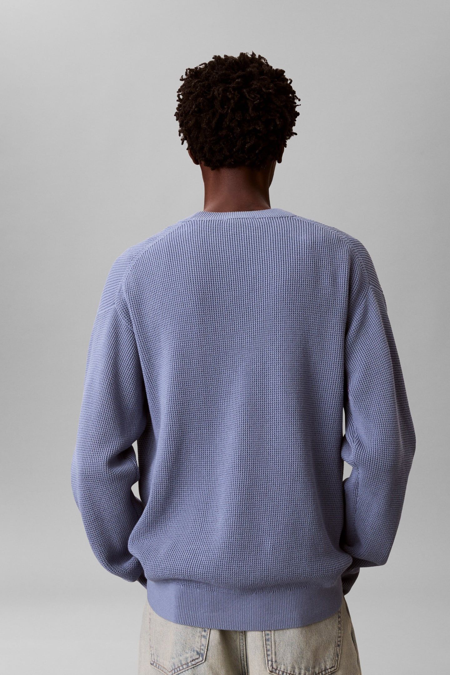 LS EZ COTTON WAFFLE SWEATER DUSTY SAILOR BLUE 4