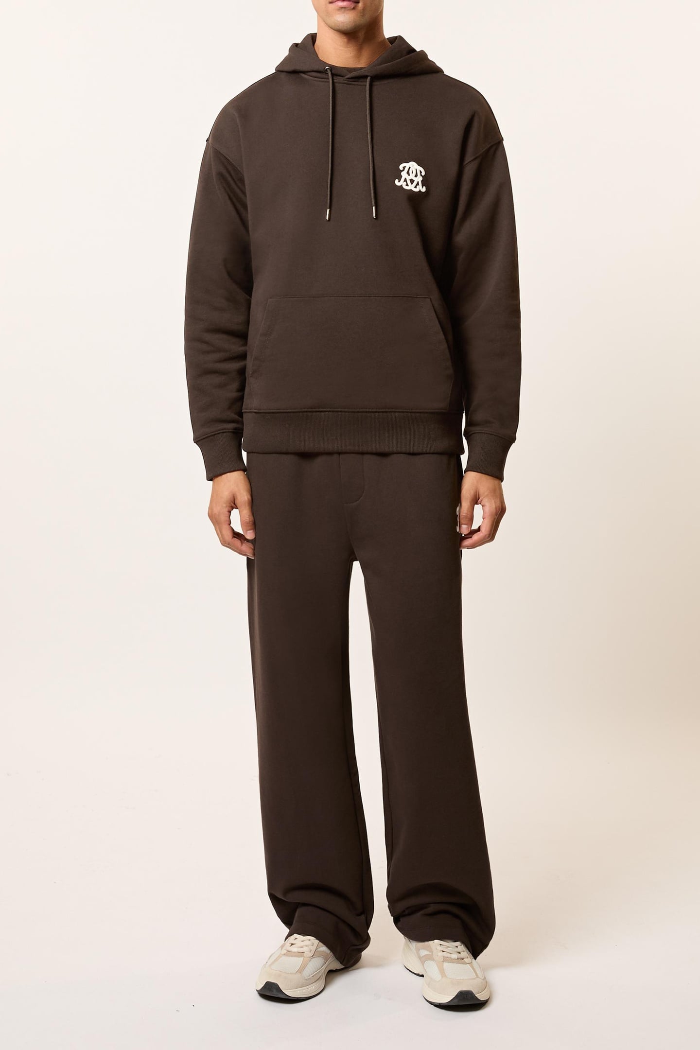 LS OVERSIZED MOTIF HOODY BROWN 1