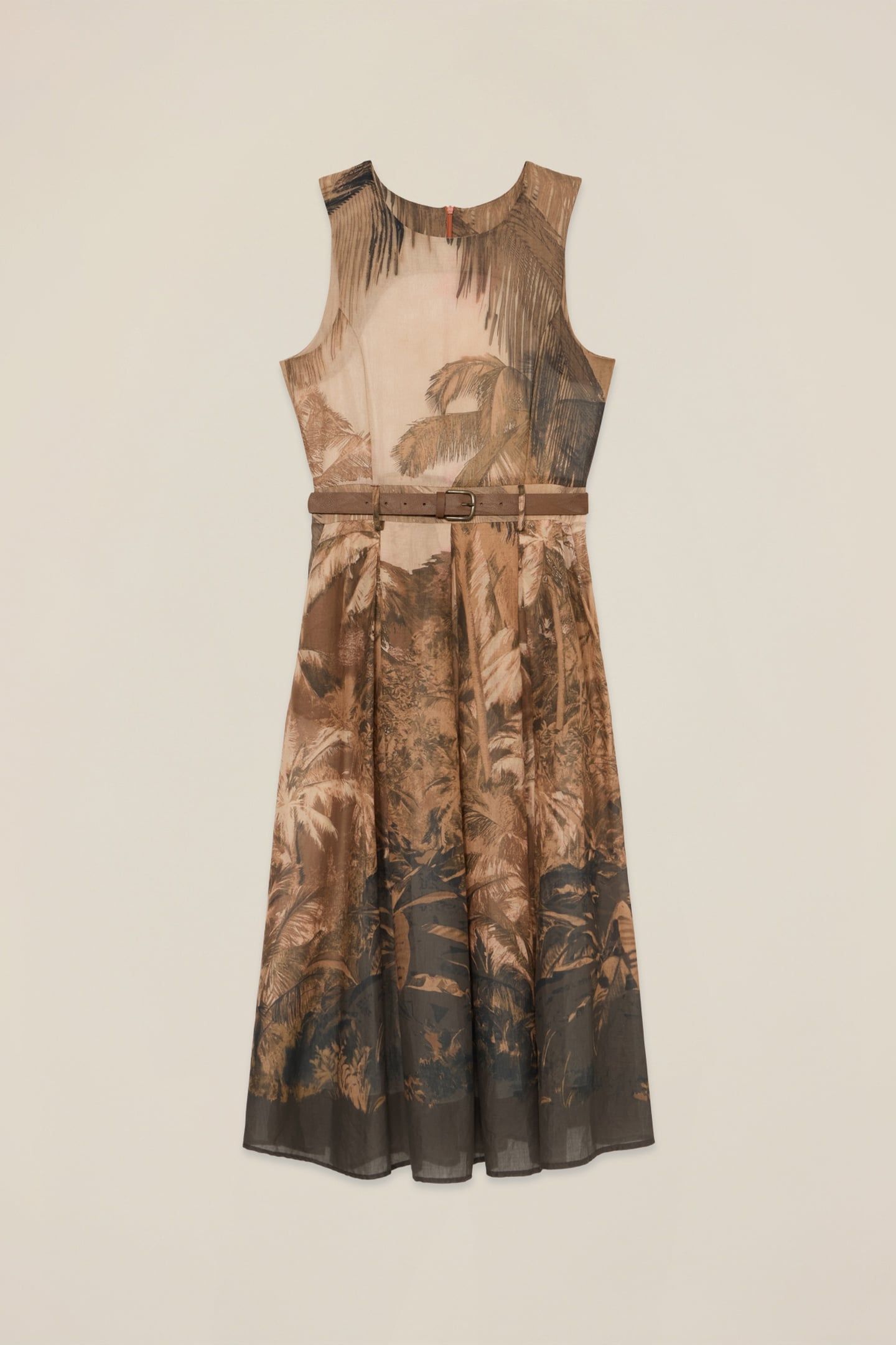 PATTERNED COTTON MUSLIN DRESS BROWN 4