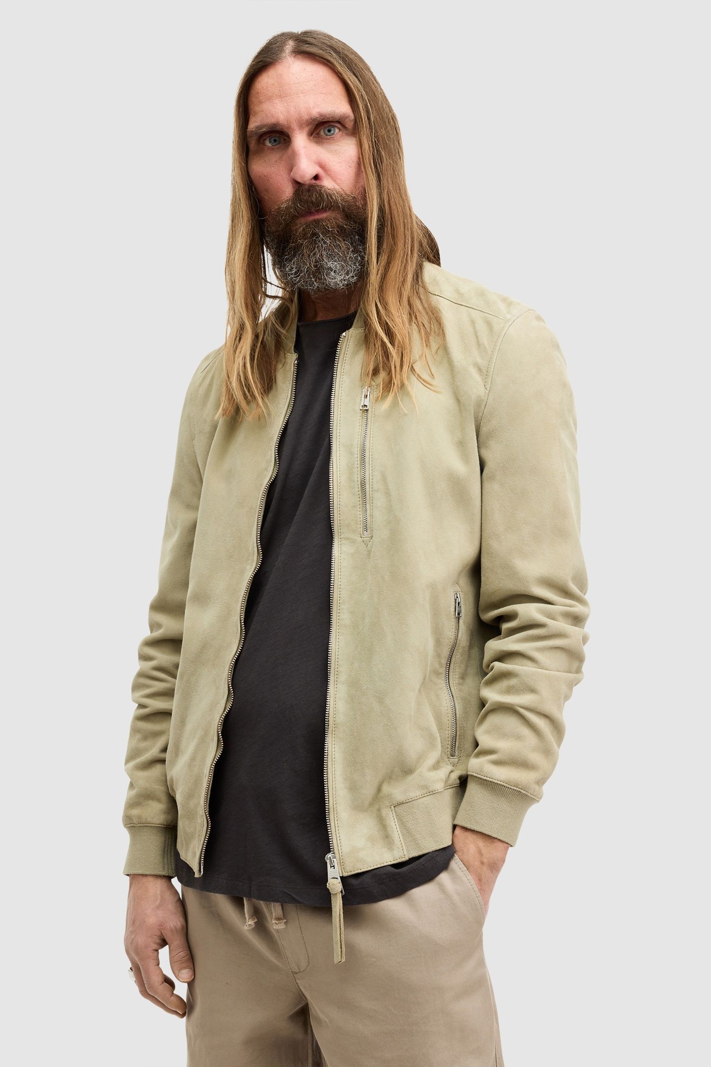 KEMBLE SUEDE BOMBER HERB GREEN 1