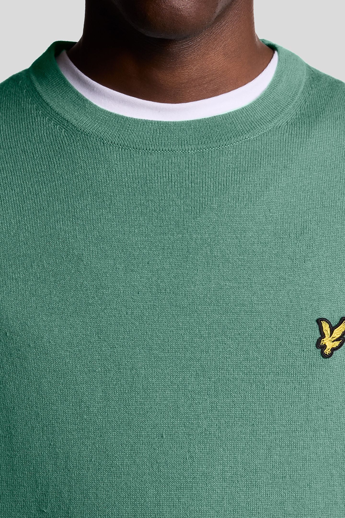 COTTON MERINO CREW NECK JUMPER AGAVE GREEN 5
