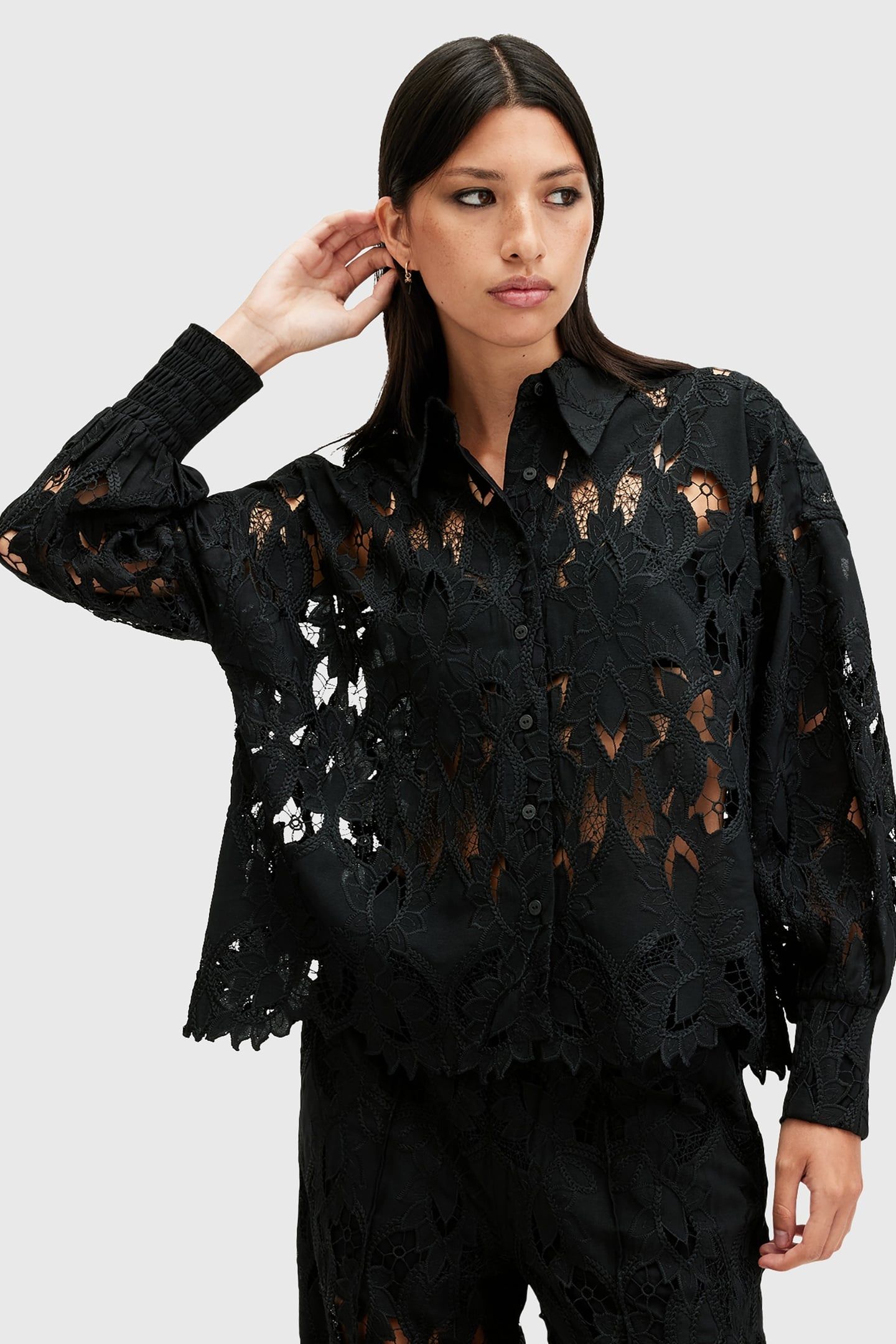 CHARLI EMB LS SHIRT BLACK 1