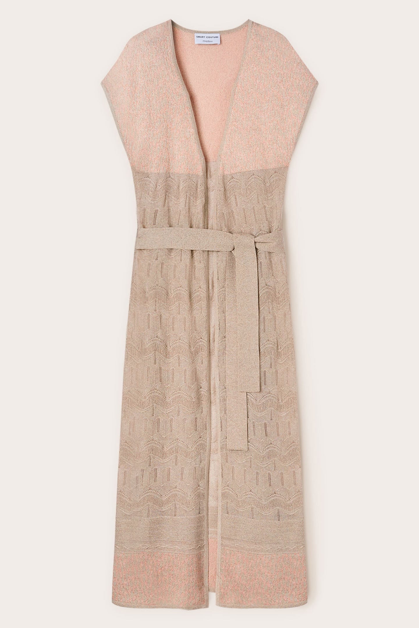 LONG PATTERNED LUREX KNIT CARDIGAN PINK 5