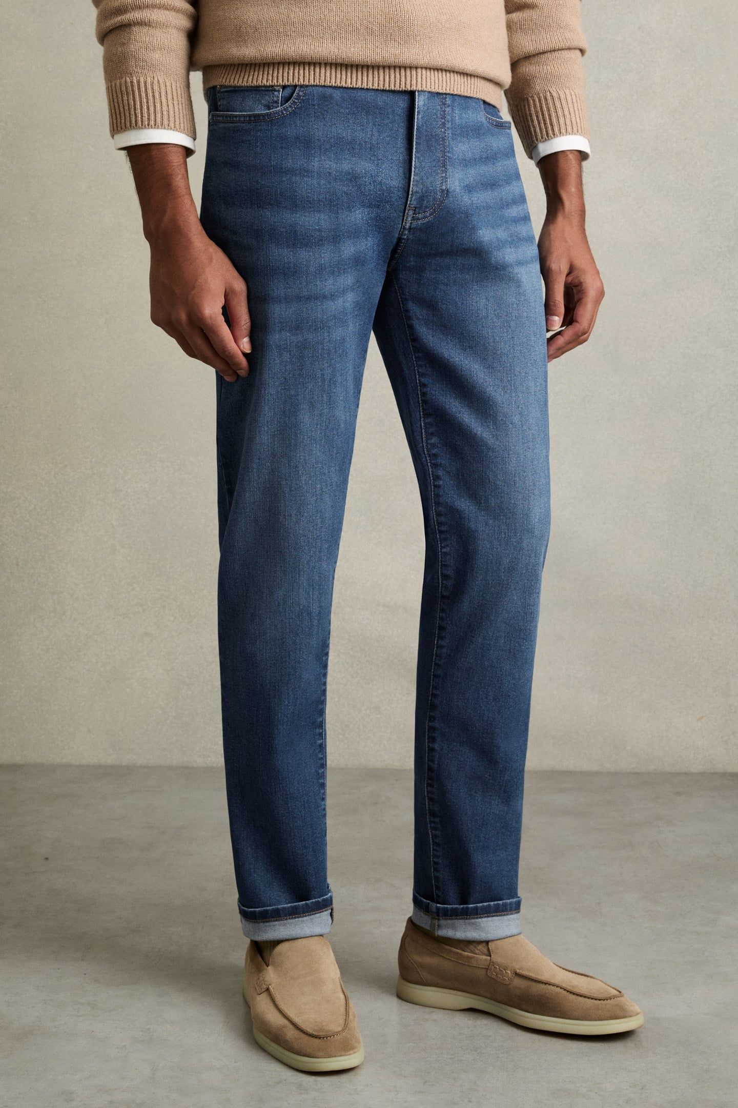 TAPERED SLIM FIT JEAN MID BLUE WASH 1