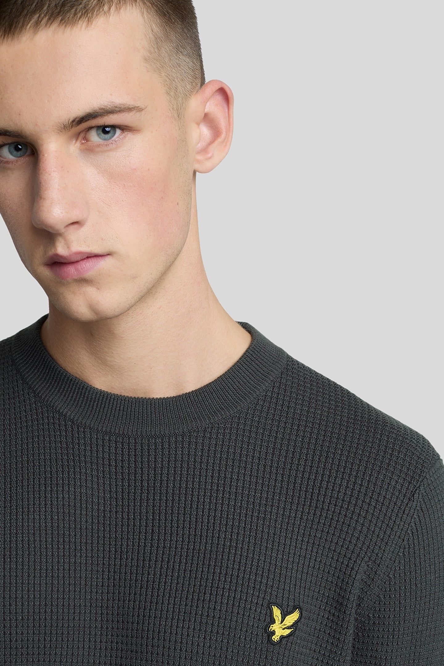 GRID KNIT CREW NECK JUMPER GUNMETAL 4