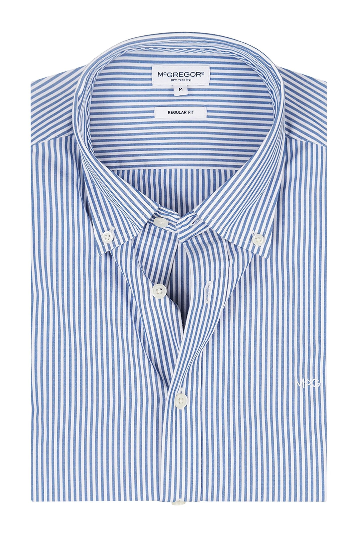 POPLIN STRIPE PEACHED SHIRT KOBALT 3