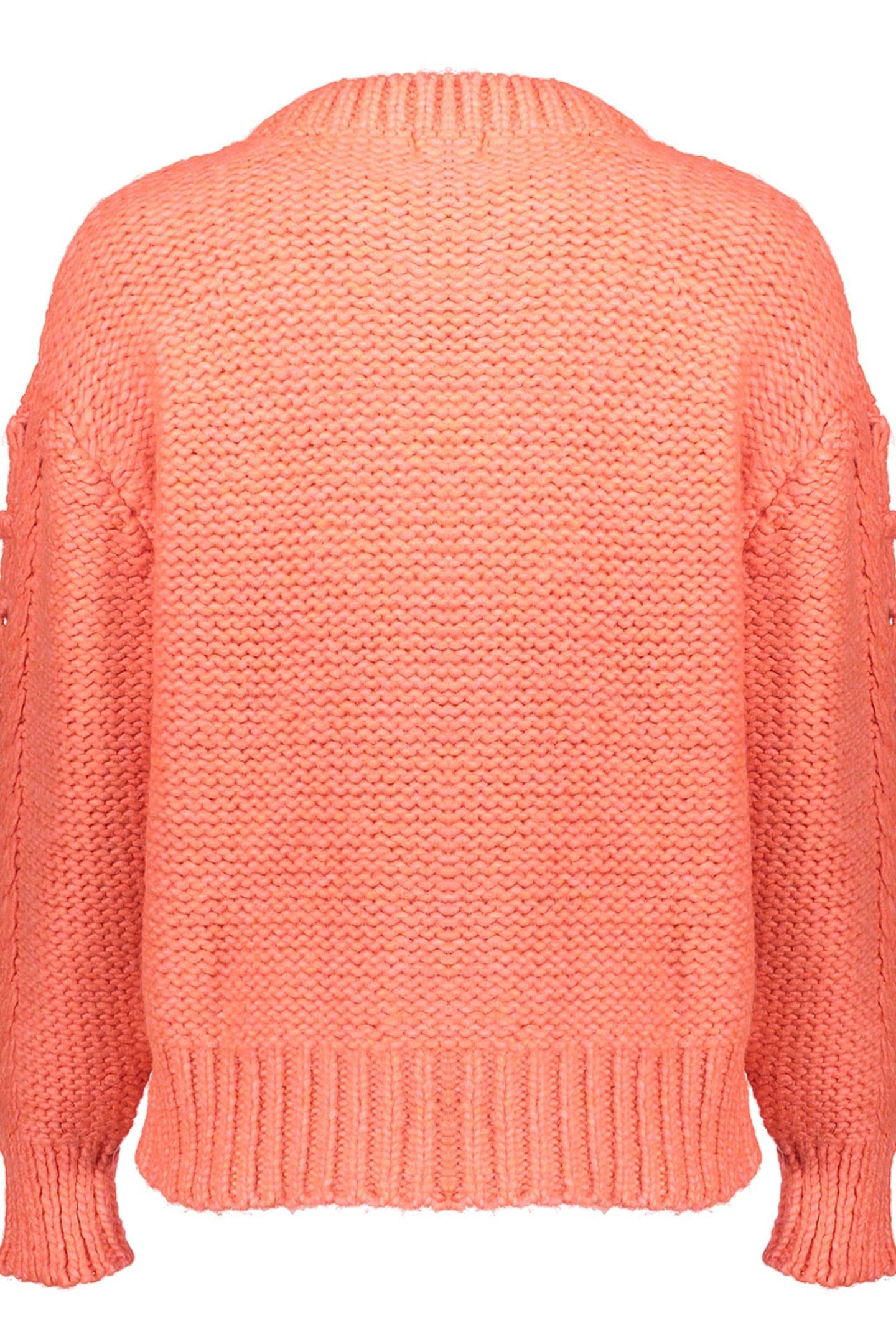 PULLOVER CHUNKY CABLE KNIT CORAL 2