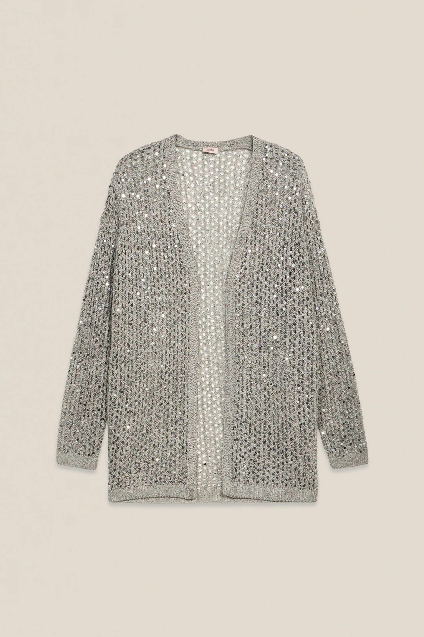 OPENWORK CARDIGAN WITH SEQUINS GREY 3