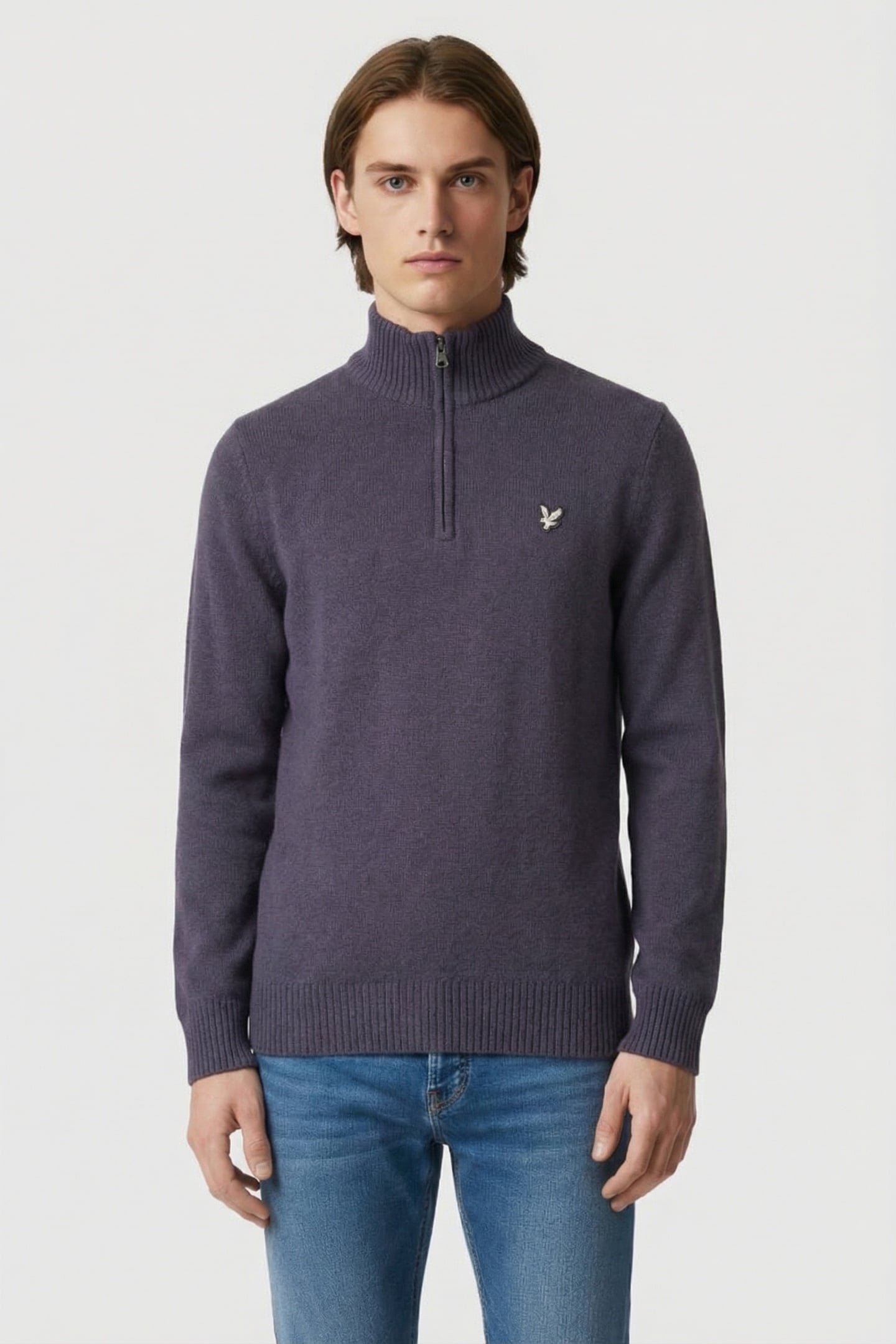 LAMBSWOOL QUARTER ZIP JUMPER DARK SLATE 1