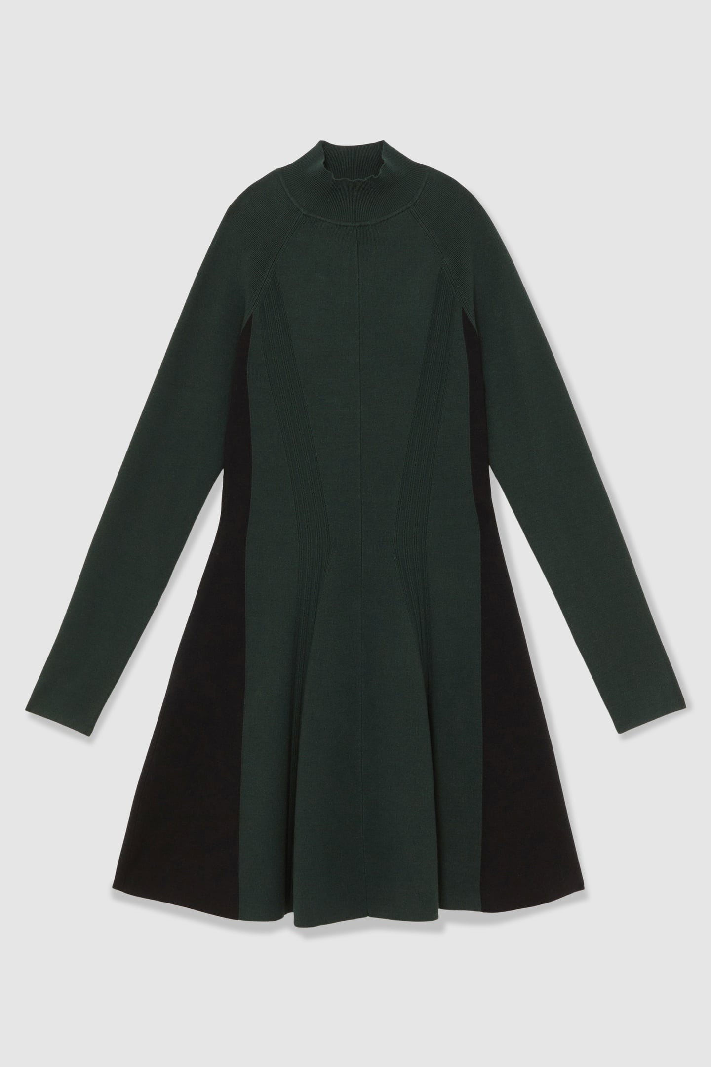 BELTED KNITTED FLIPPY DRESS GREEN/BLACK 4