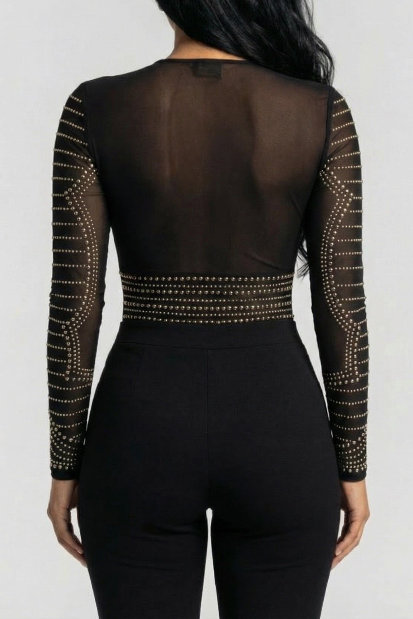 MARCIANO BY GUESS KRISTAL BODYSUIT JET BLACK MULTI 2