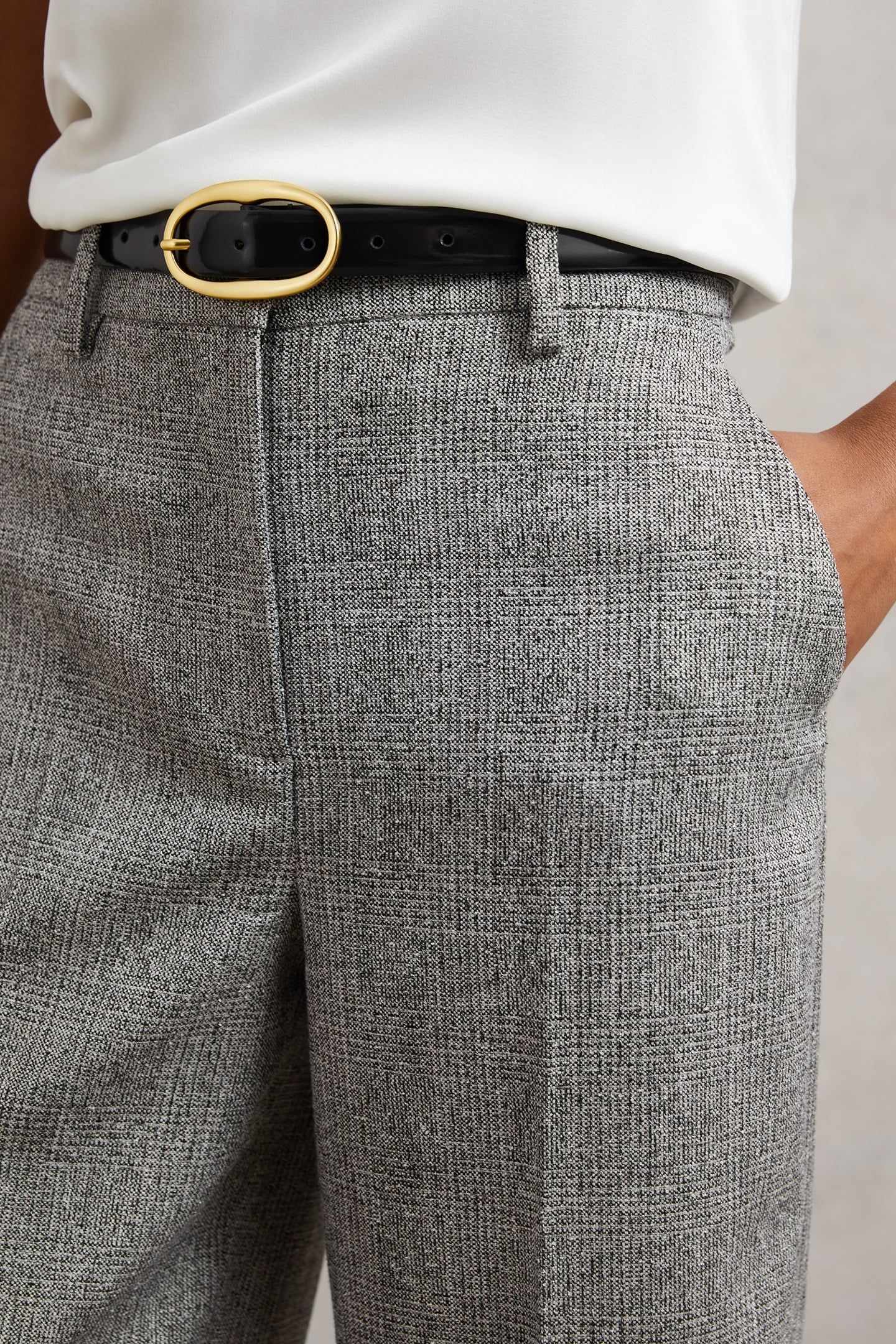 TEXTURE WIDE LEG TROUSER GREY 3