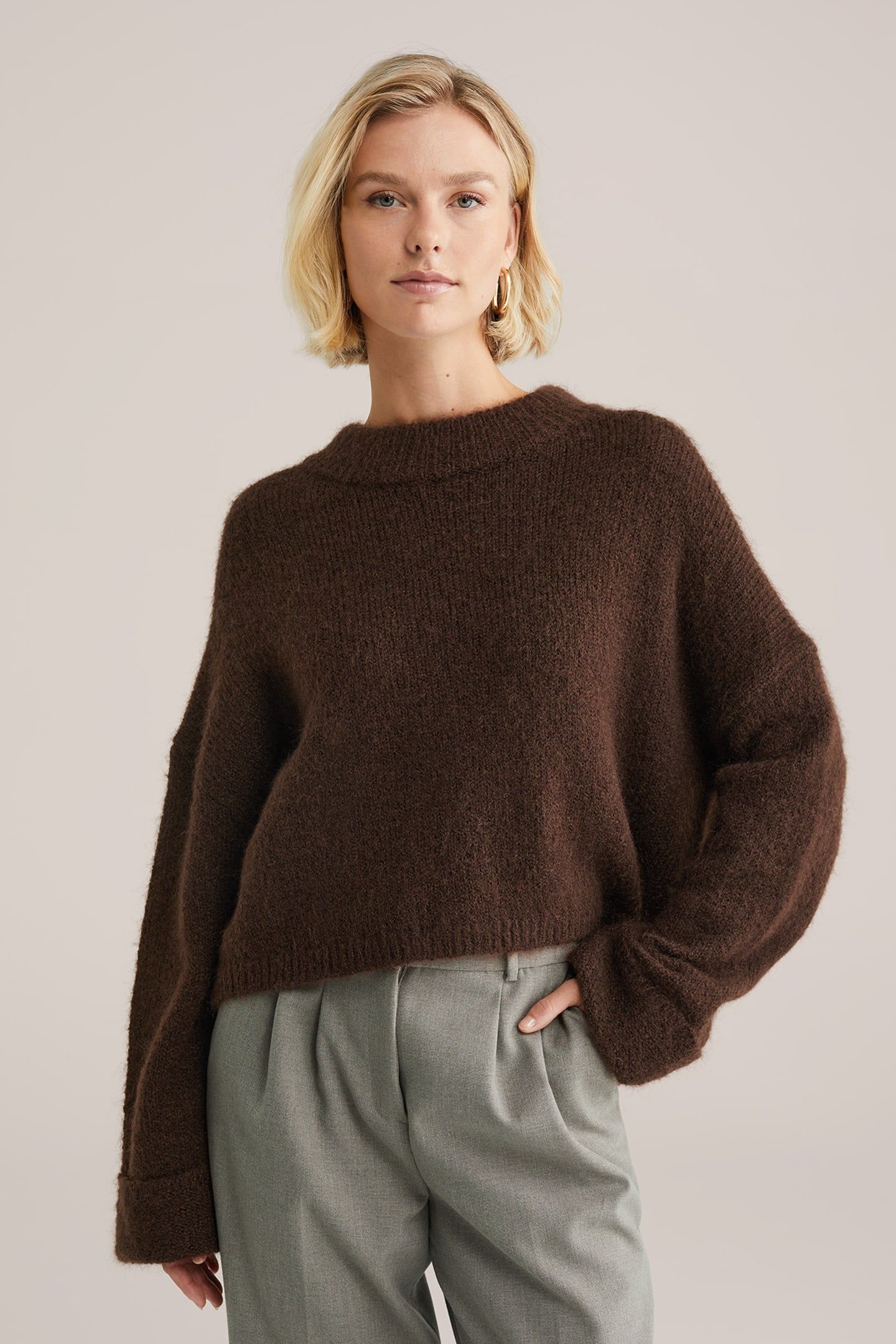 KNITTED PULLOVER DARK BROWN 1