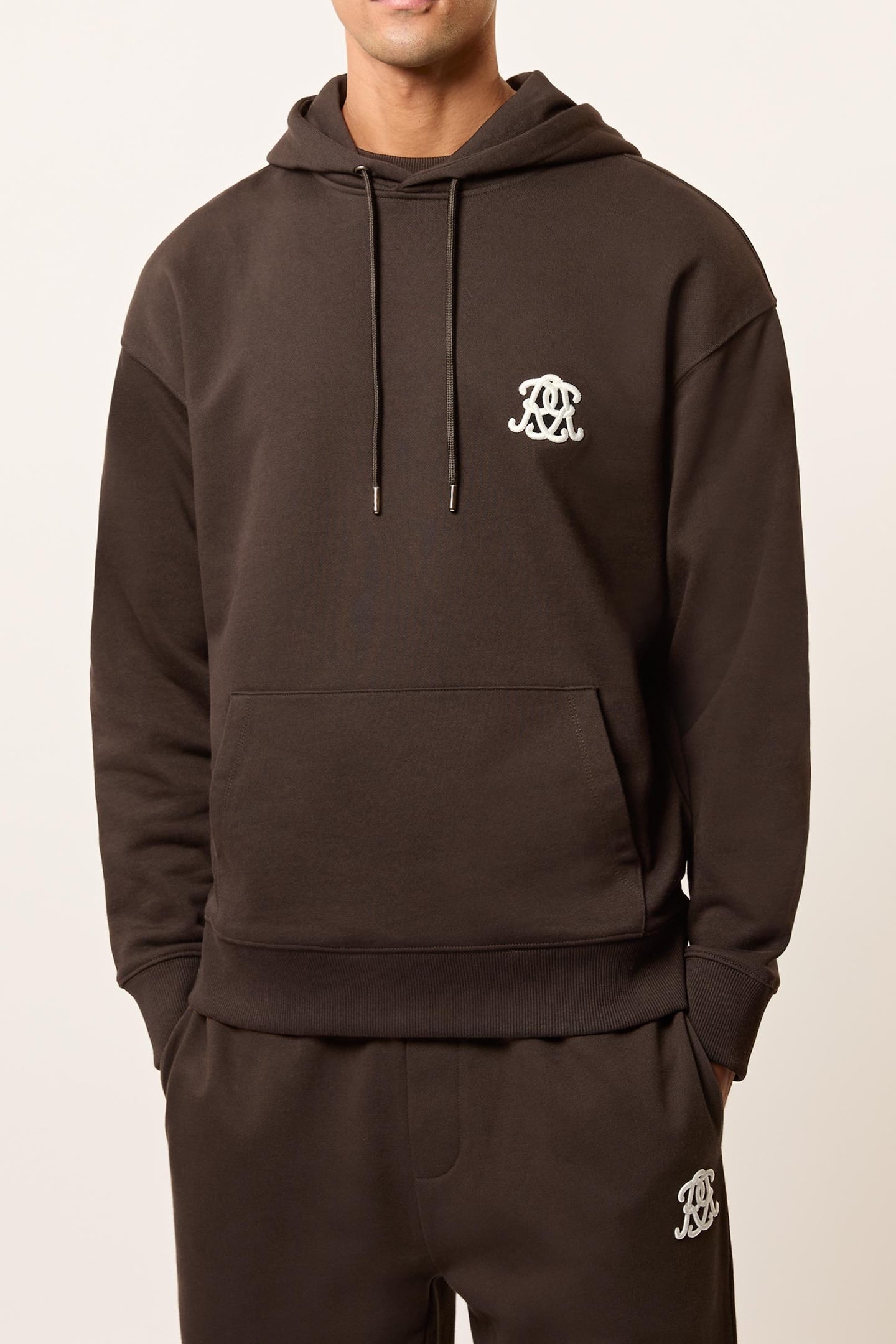 LS OVERSIZED MOTIF HOODY BROWN 2