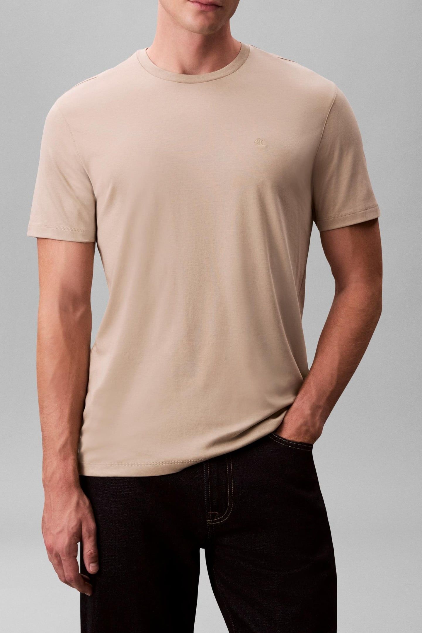 SS SUPIMA CHEST EMBOIDERY TEE ANCIENT MARBLE 3