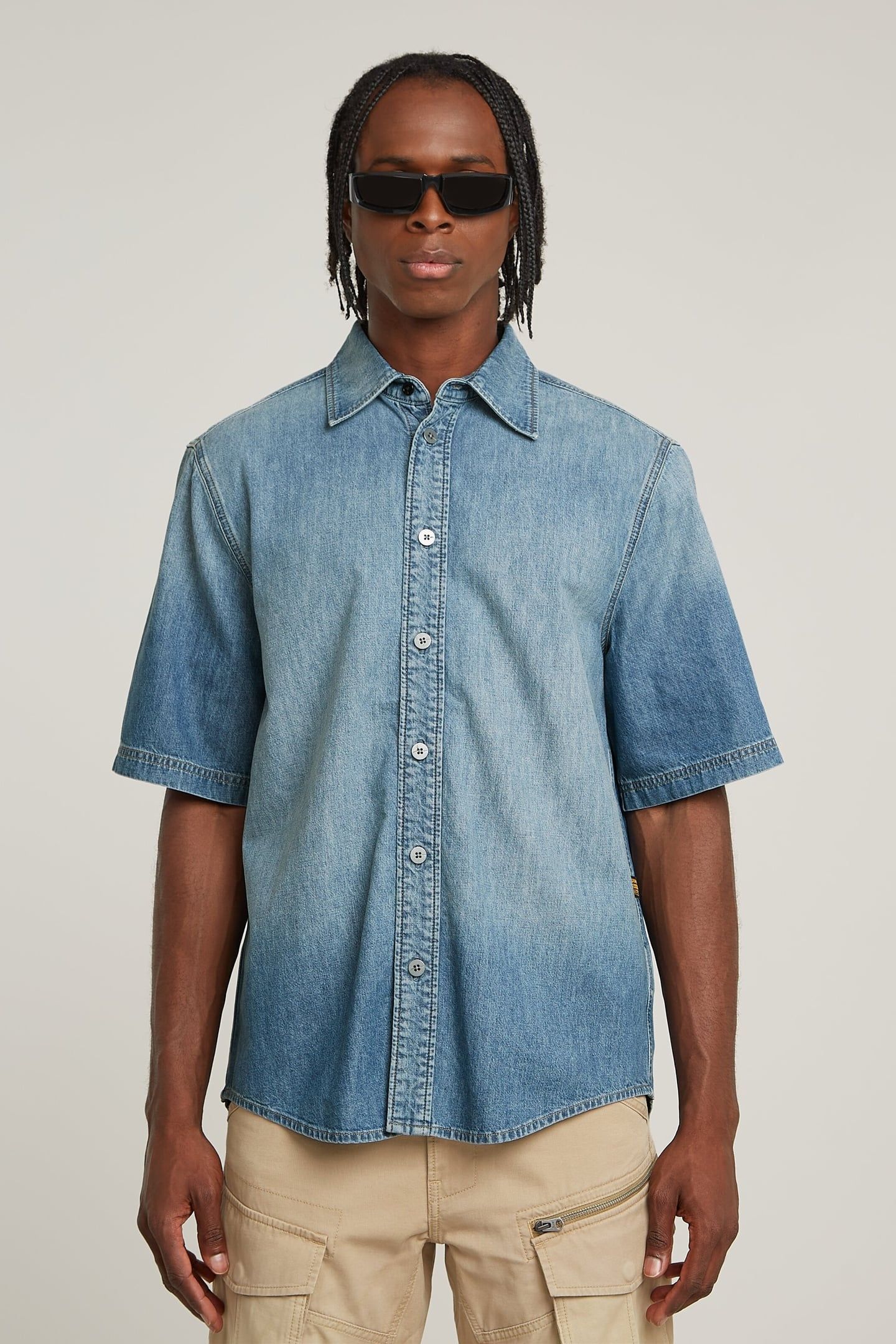 REGULAR DENIM SHIRT S/S SUN FADED THAMES 2