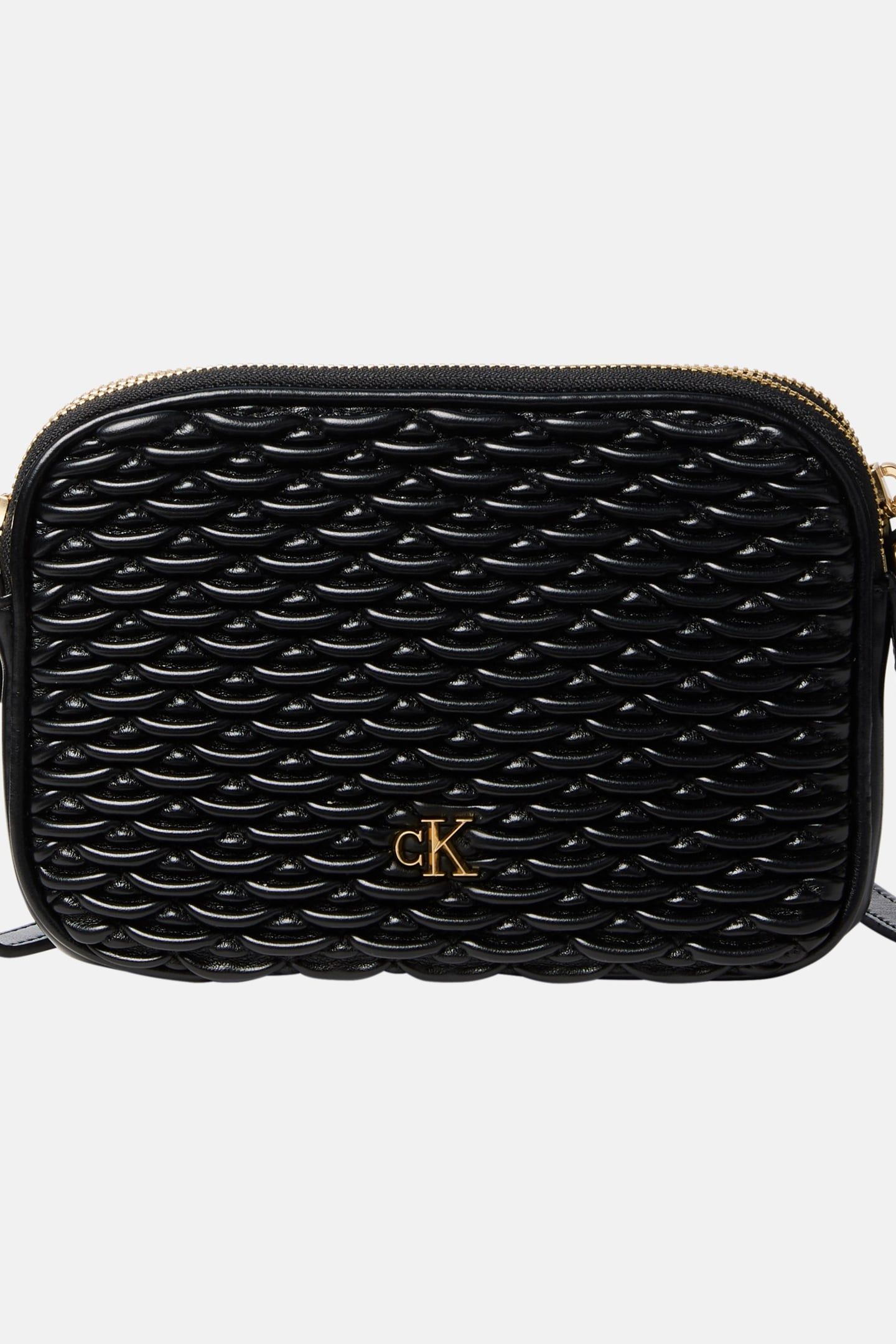 PLEATED DOUBLE ZIP CROSSOVER BAG BLACK 2