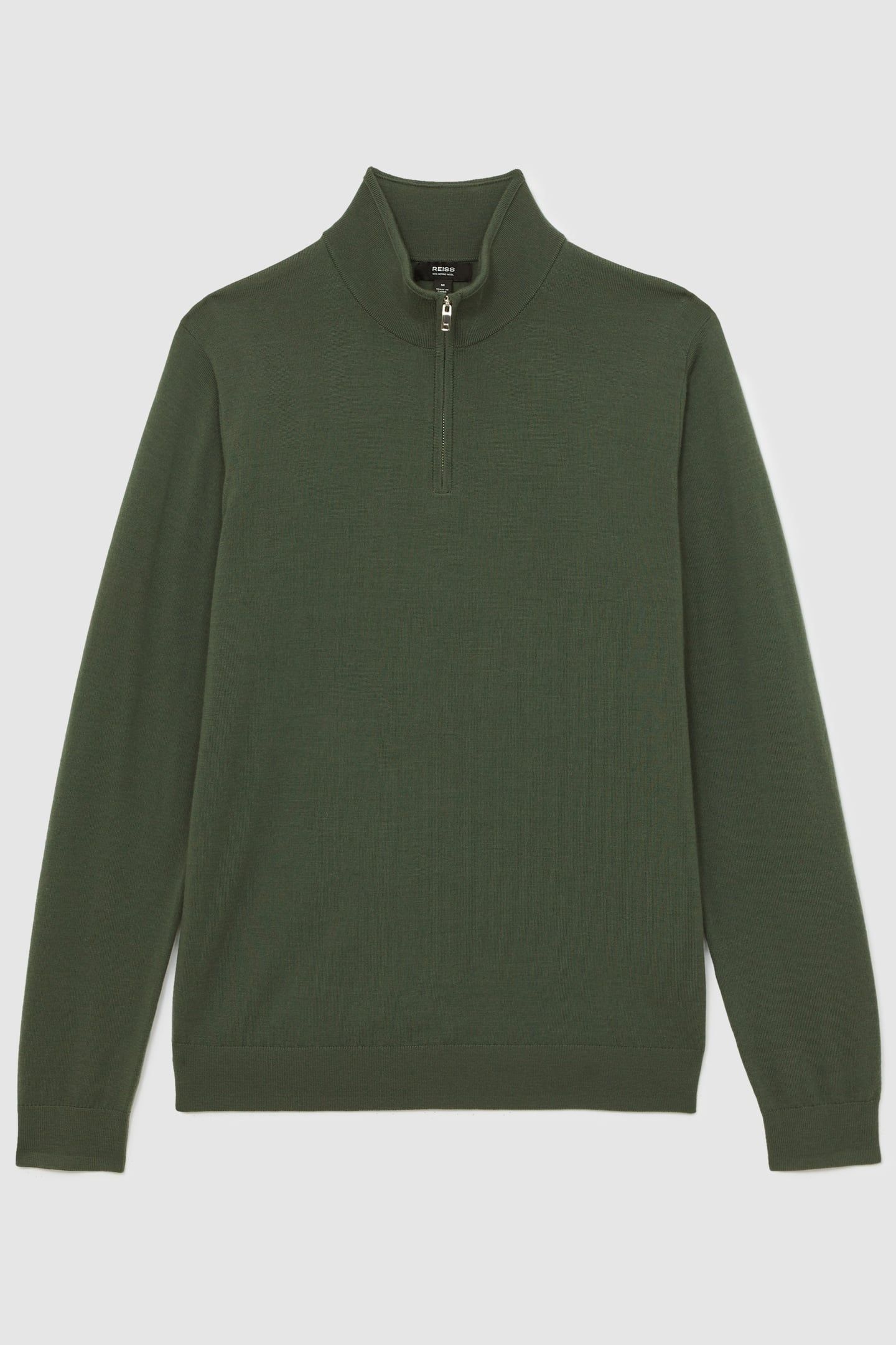 LS HALF ZIP FUNNEL MERINO WOOL JUMPER KALE GREEN 5