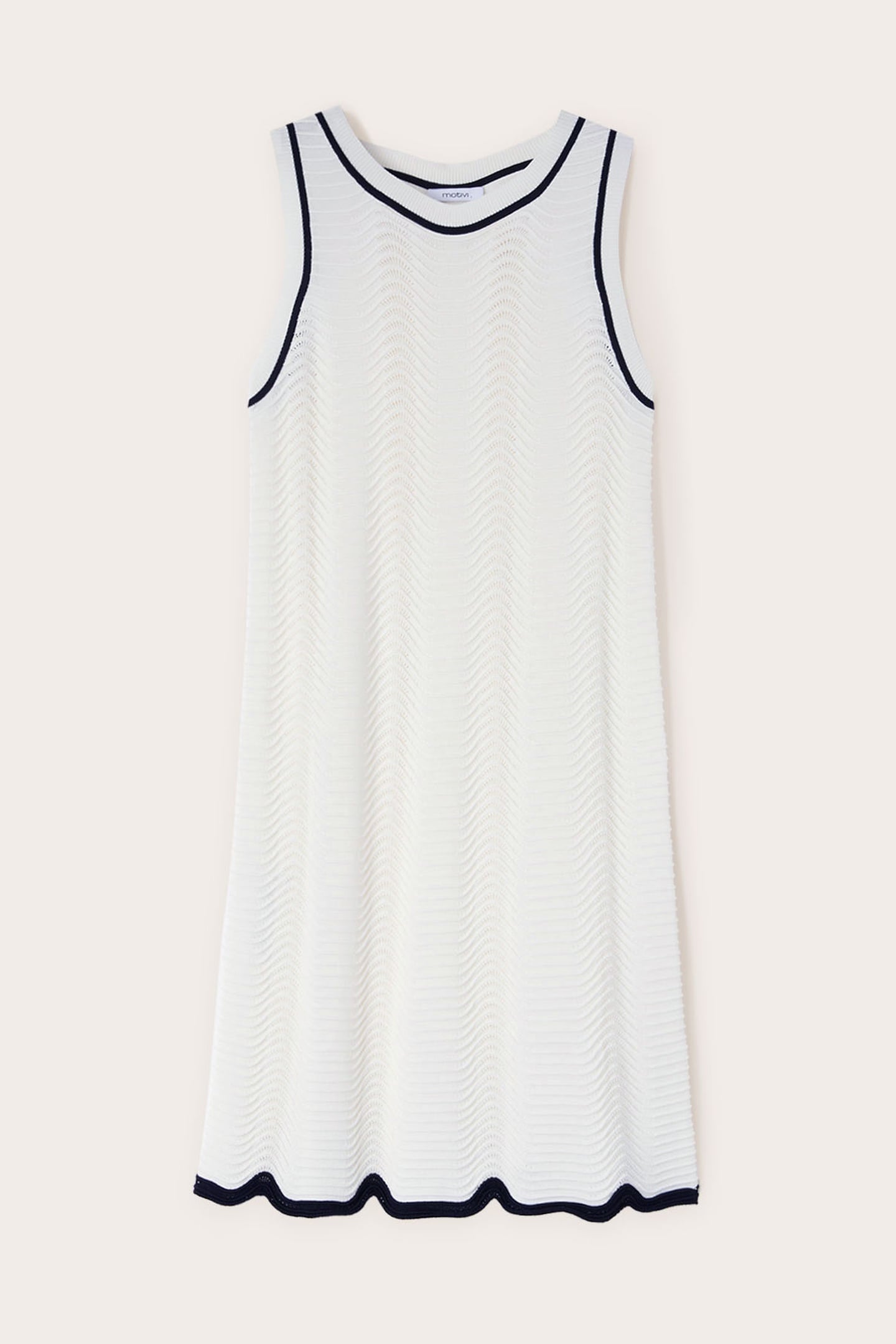 WAVY STITCH KNIT DRESS WHITE 5