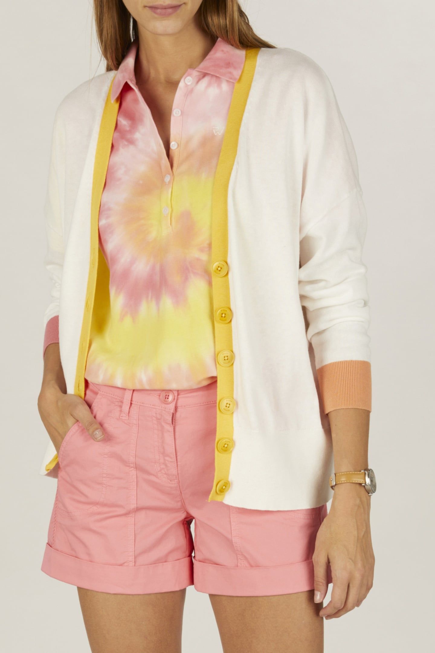 MULTICOLORED CARDIGAN IN WHITE 1