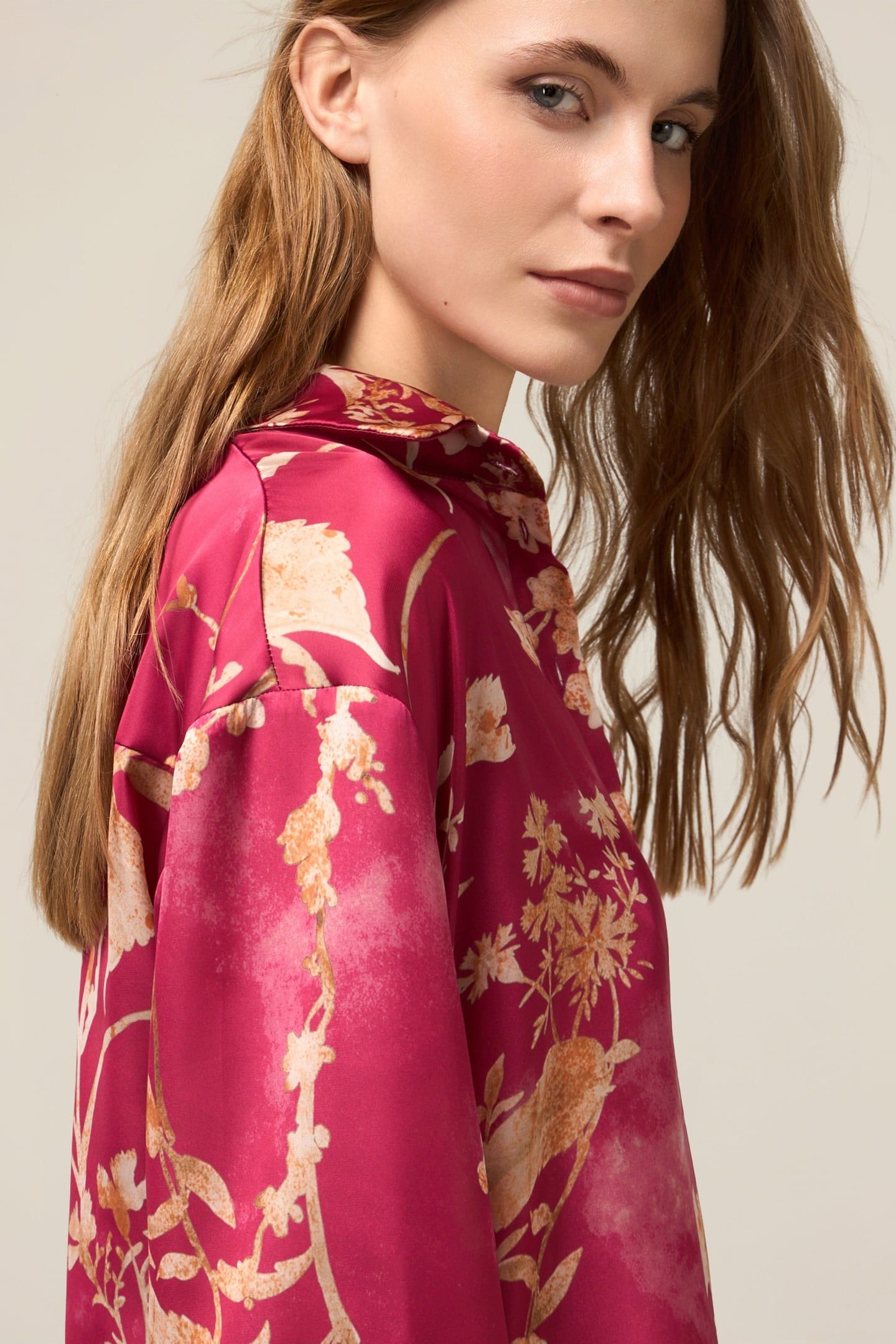 PATTERNED SATIN SHIRT FUCHSIA 4