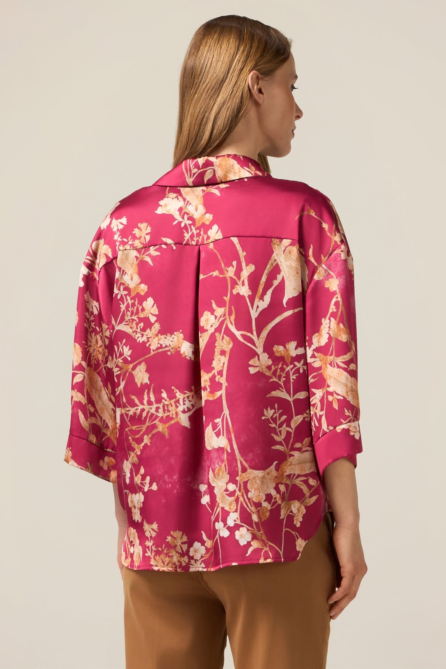 PATTERNED SATIN SHIRT FUCHSIA 2