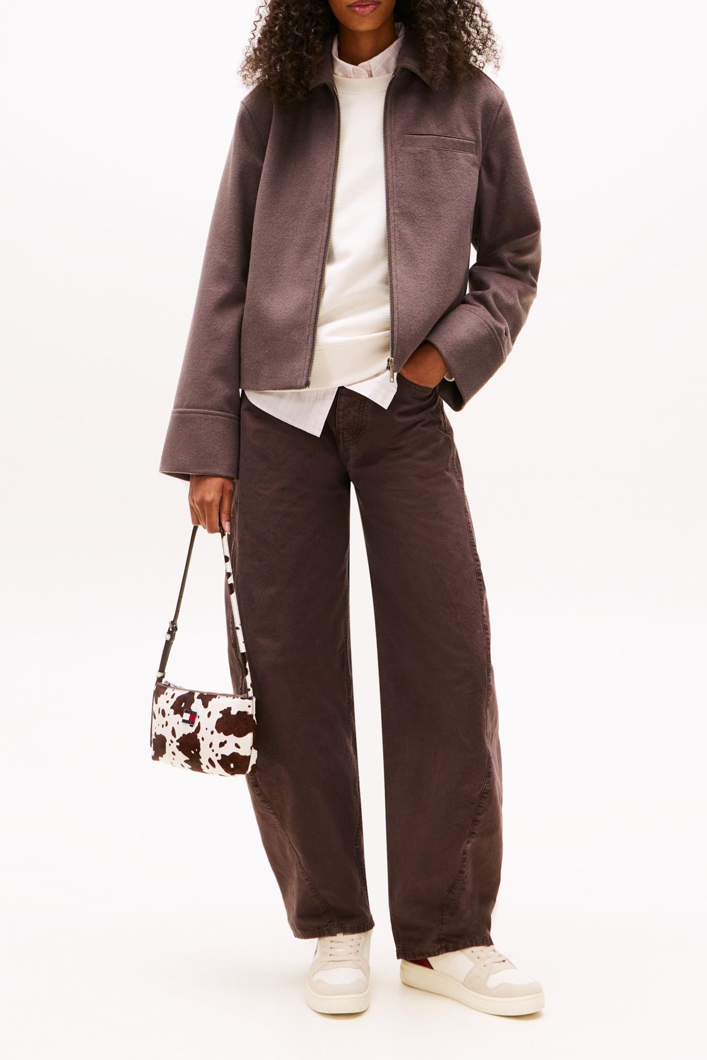 ZIP FRONT WOOL JACKET BLACK WALNUT 1