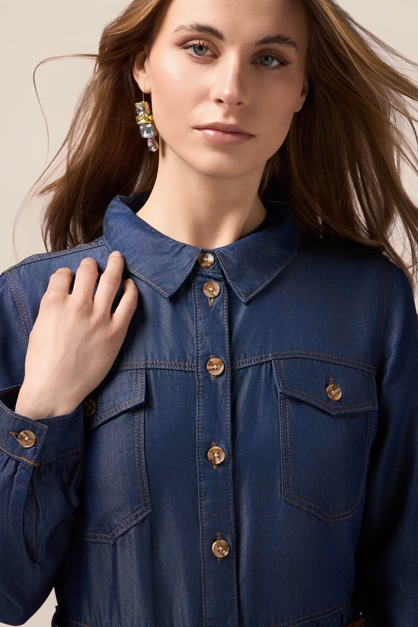 TENCEL SHIRT DRESS BLUE 5