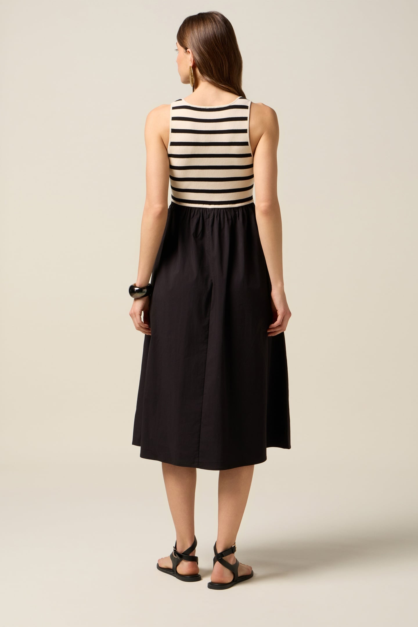 LONG DRESS WITH STRIPED SECTION BLACK 3