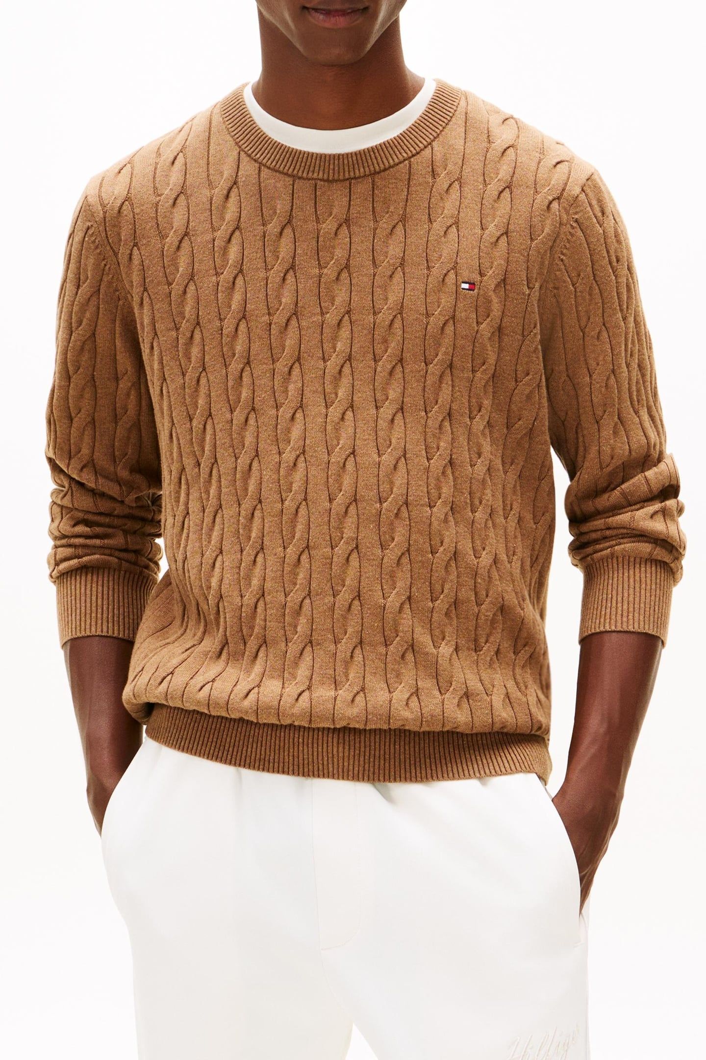 CLASSIC COTTON CABLE HIGHLAND KHAKI HEATHER 1