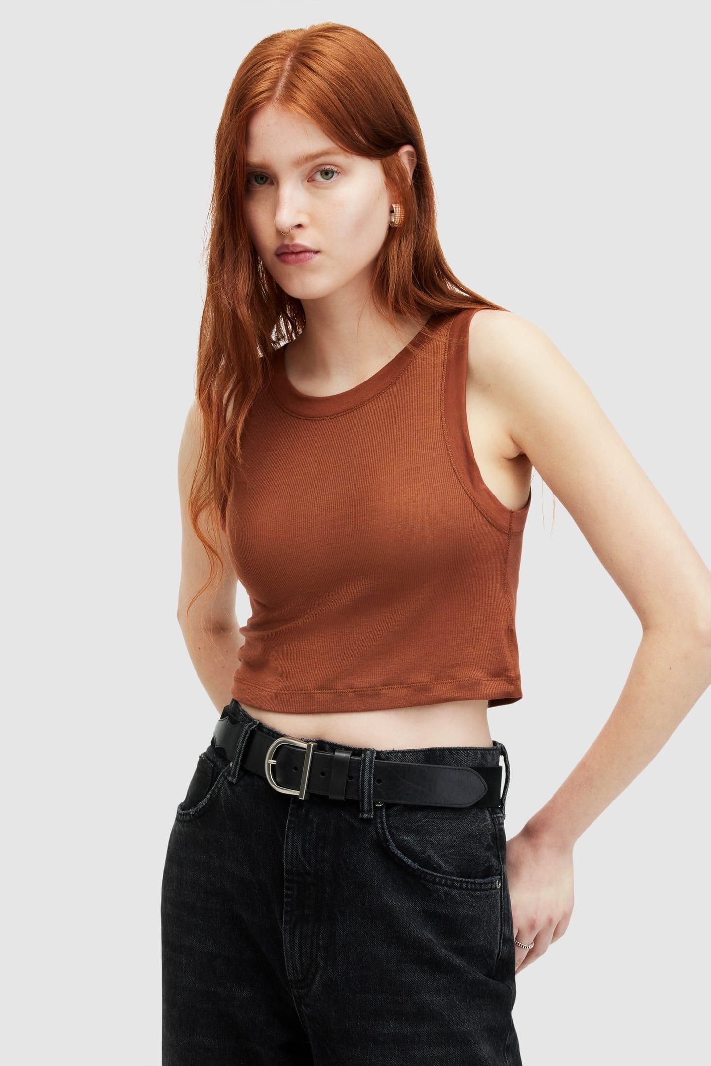 RINA CROPPED TANK BRUNETTE BROWN 1