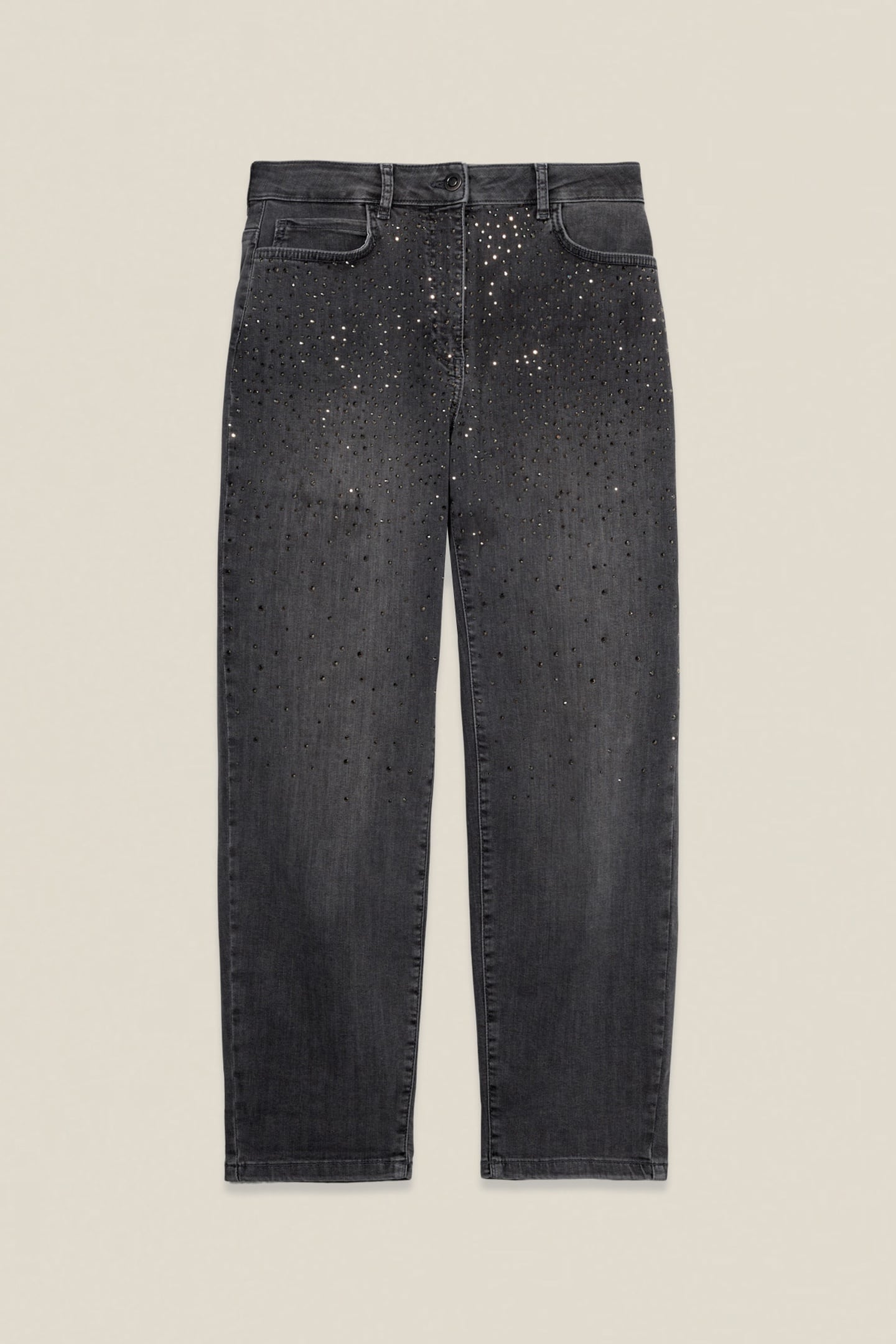 REGULAR JEANS WITH RHINESTONE APPLICATIONS GREY 3