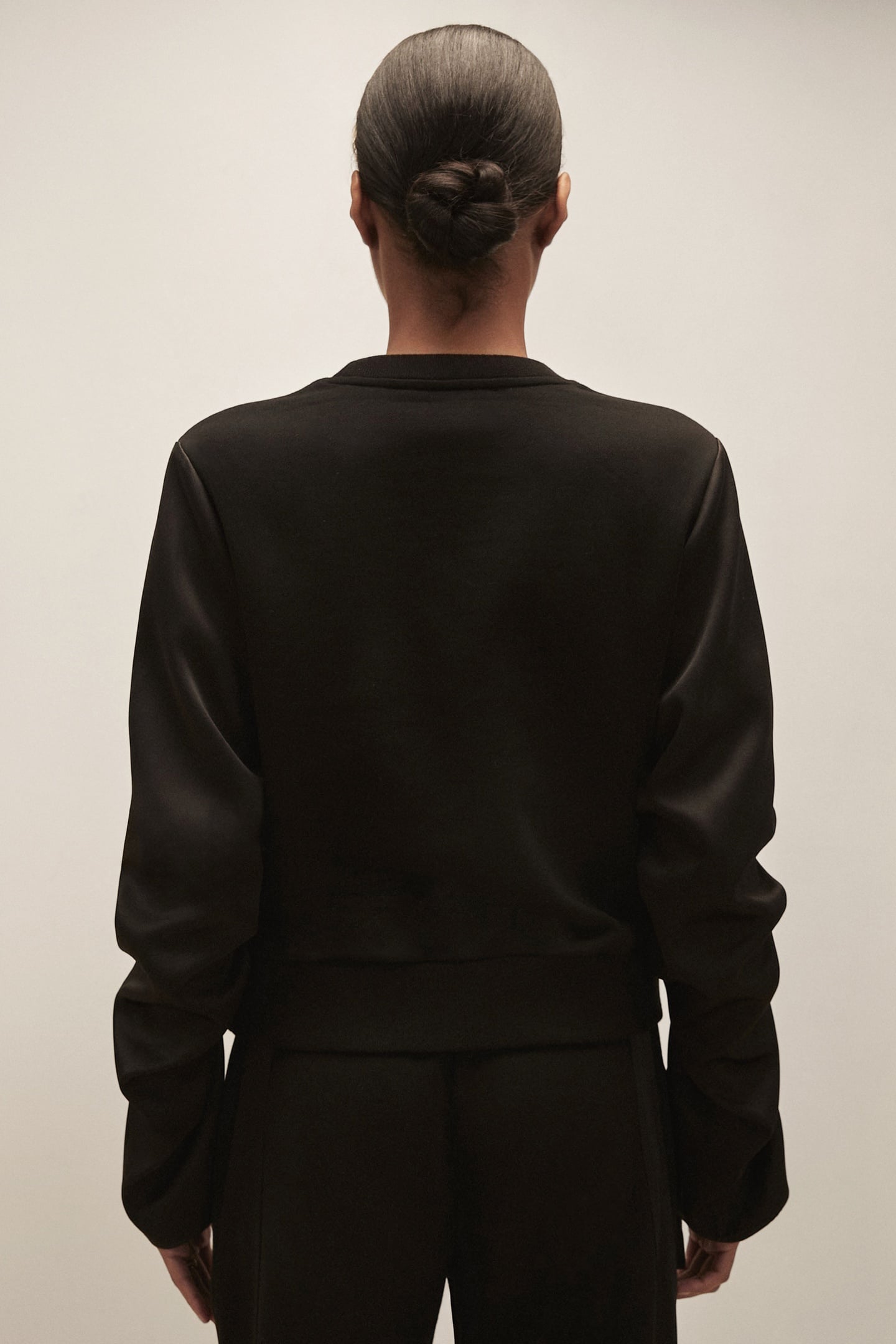 WOVEN MIXED SWEAT TOP BLACK 3