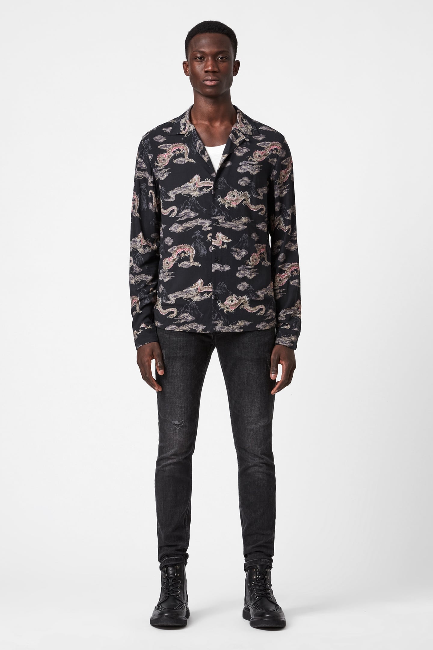 HONGSHAN LS SHIRT JET BLACK/GREY 2