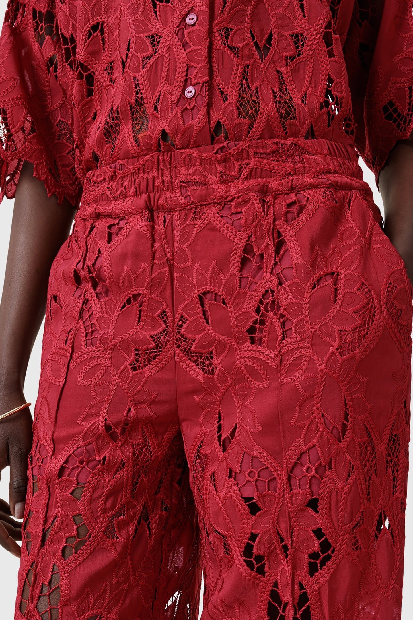CHARLI EMB TROUSER BURNT BRICK RED 8
