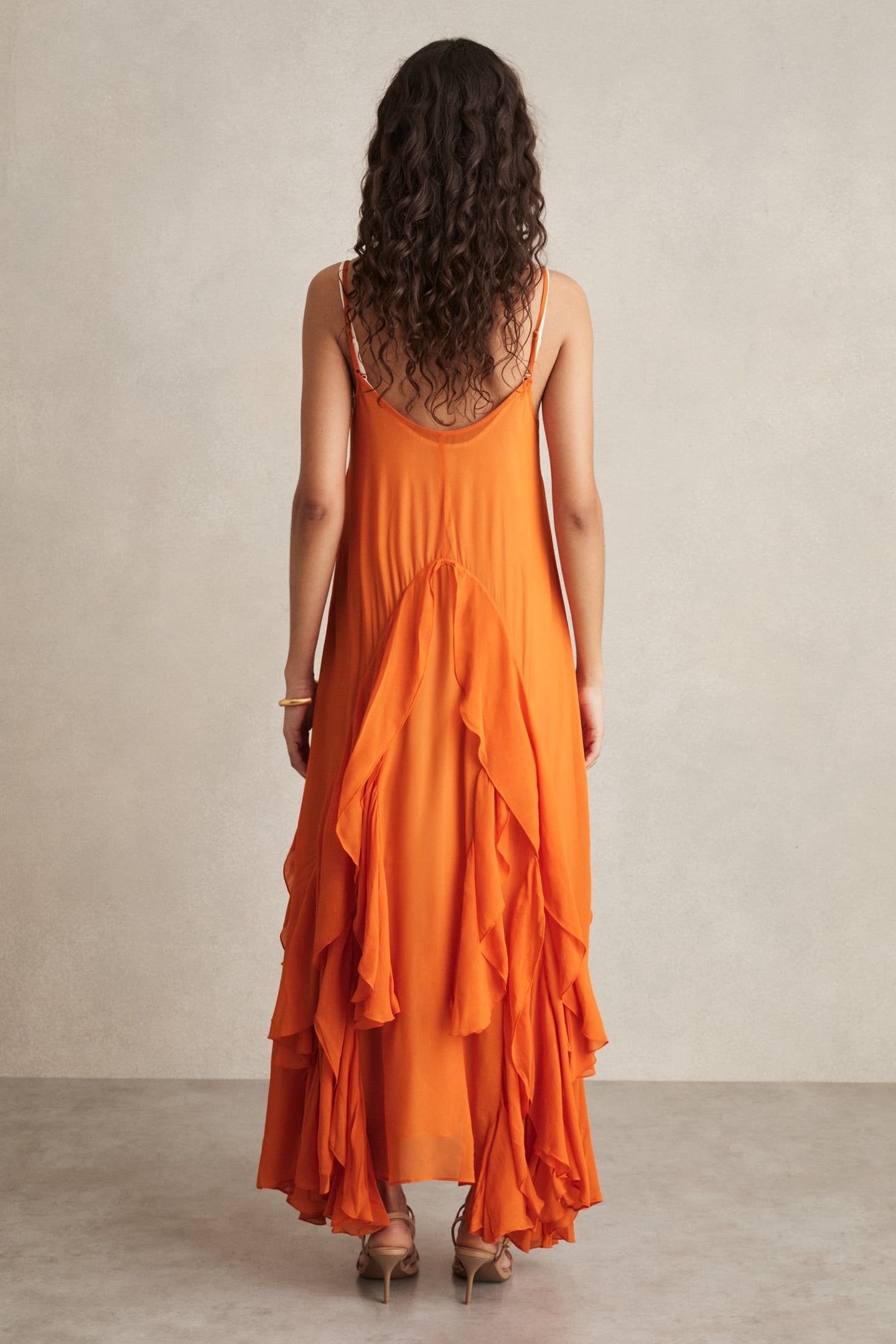 RUFFLE OCCASION DRESS ORANGE 3
