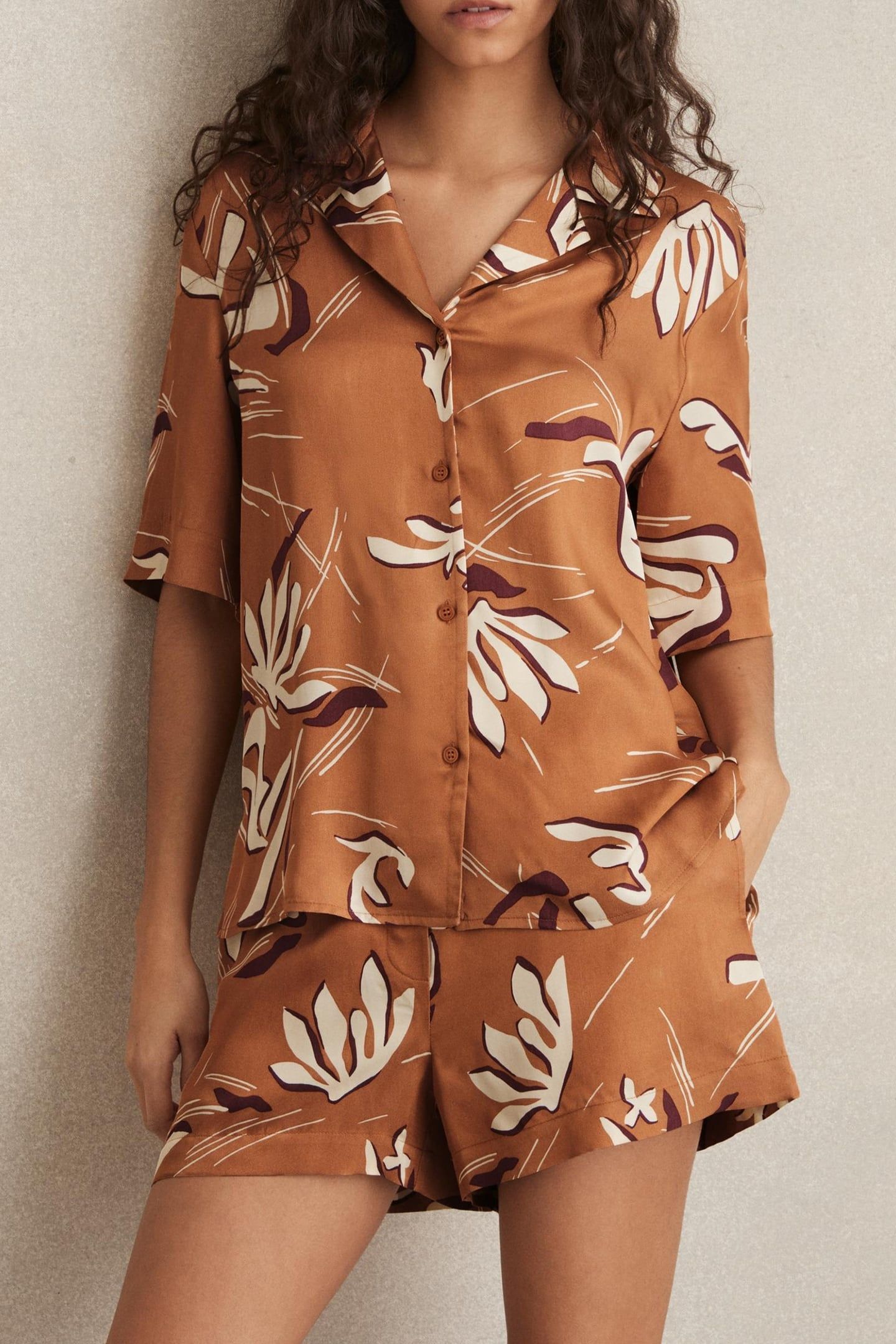 FLORAL PRINT TOP RUST 1