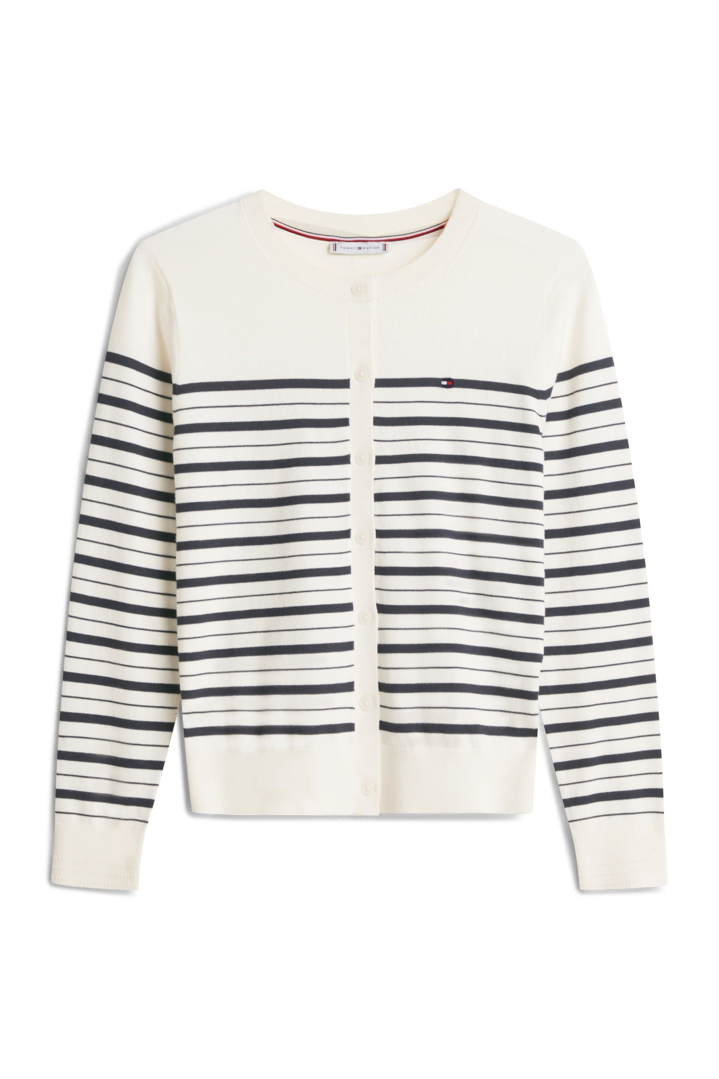 JERSEY CREW NECK CARDIGAN DARK NIGHT NAVY/CALICO MULTI 5