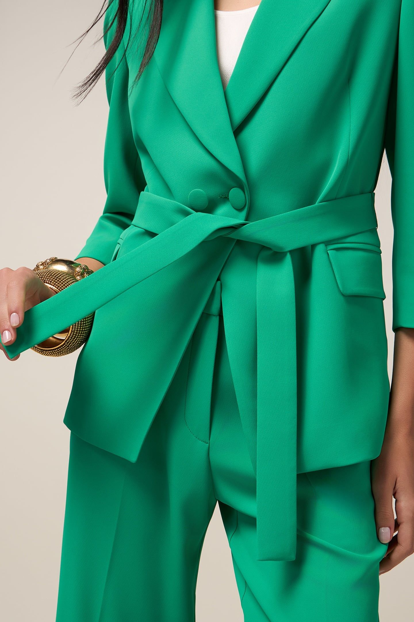 DOUBLE-BREASTED BLAZER WITH SASH GREEN 4