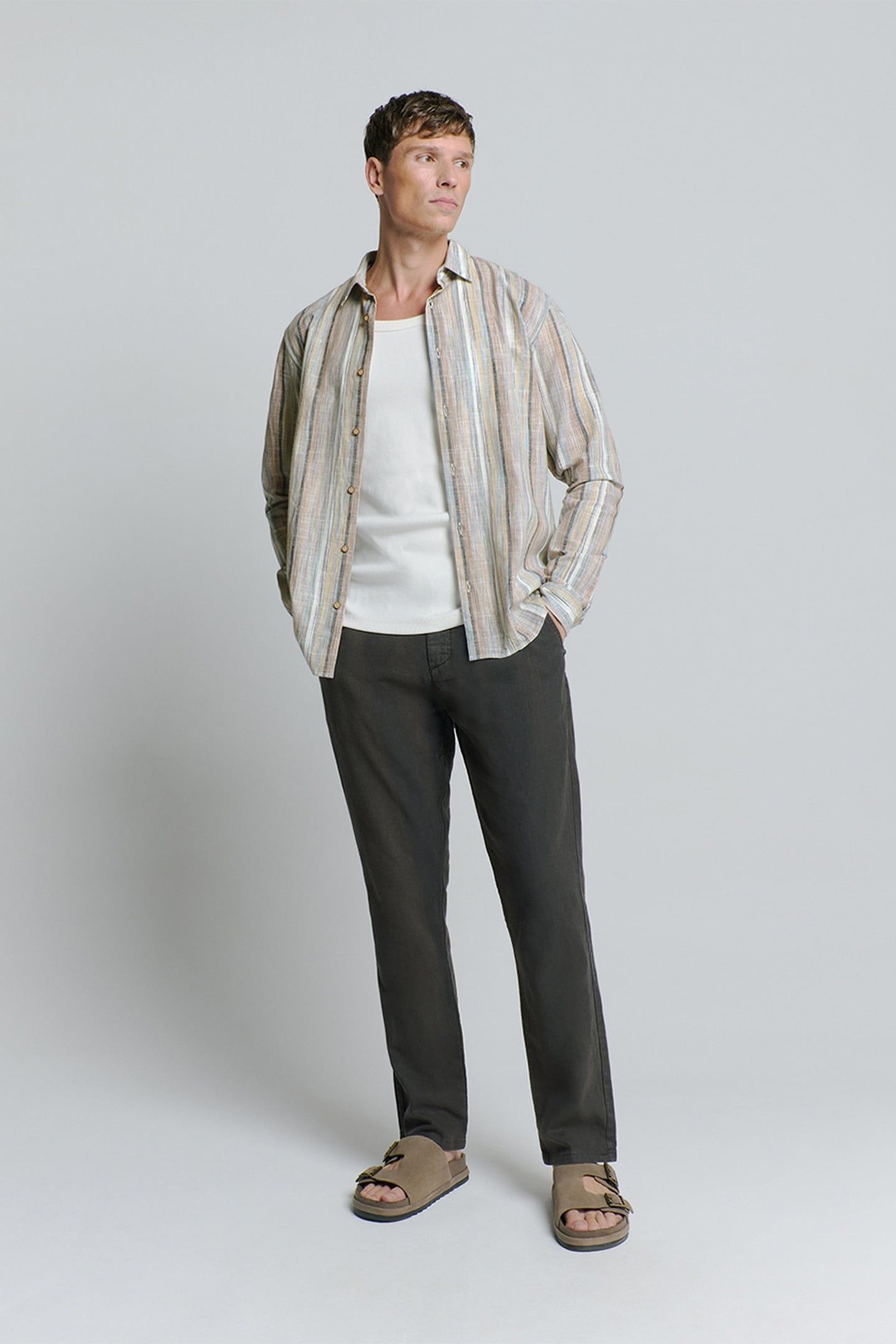 SHIRT SLUB MULTI COLOURED STRIPES BLUE 3