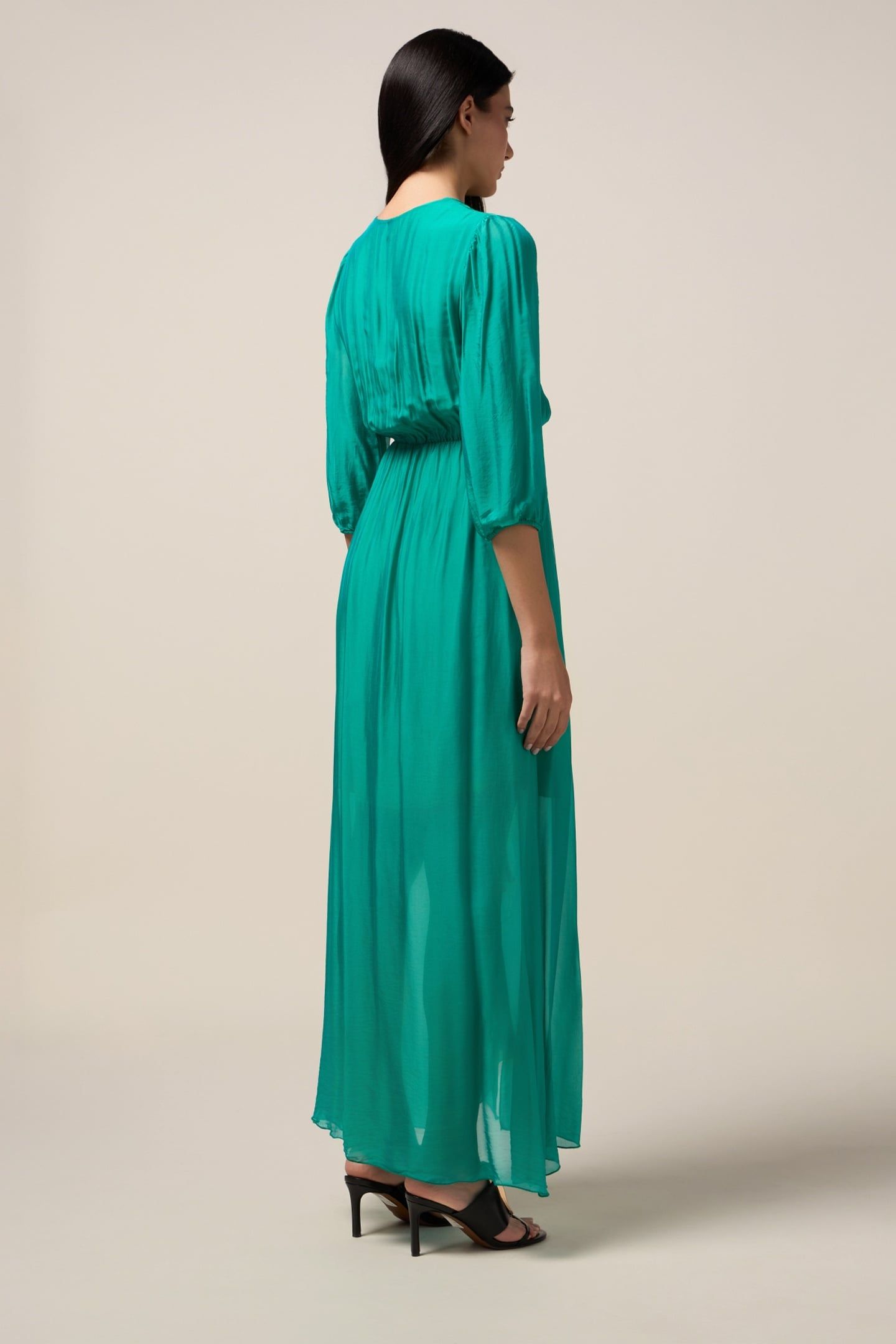 LONG SILK BLEND DRESS GREEN 3